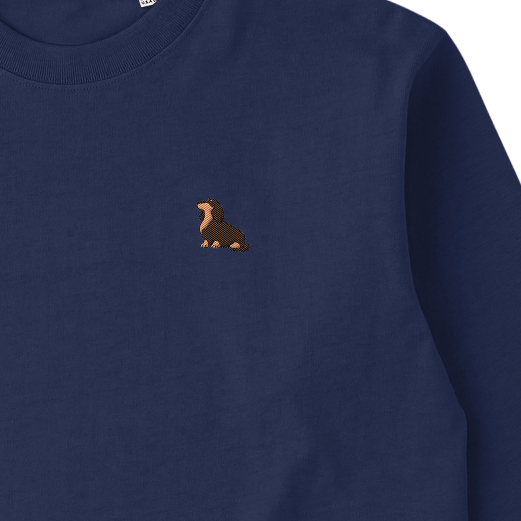 ロングスリーブTシャツ 厚手 ワンポイント刺繍 "ダックス チョコタン" navy image