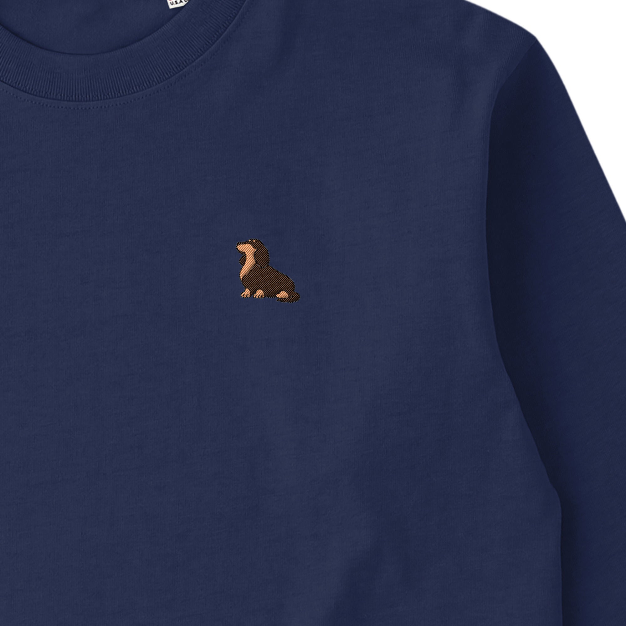 ロングスリーブTシャツ 厚手 ワンポイント刺繍 "ダックス チョコタン" navy image