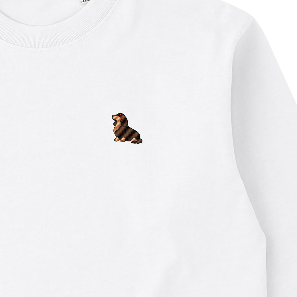 ロングスリーブTシャツ 厚手 ワンポイント刺繍 "ダックス チョコタン" white image