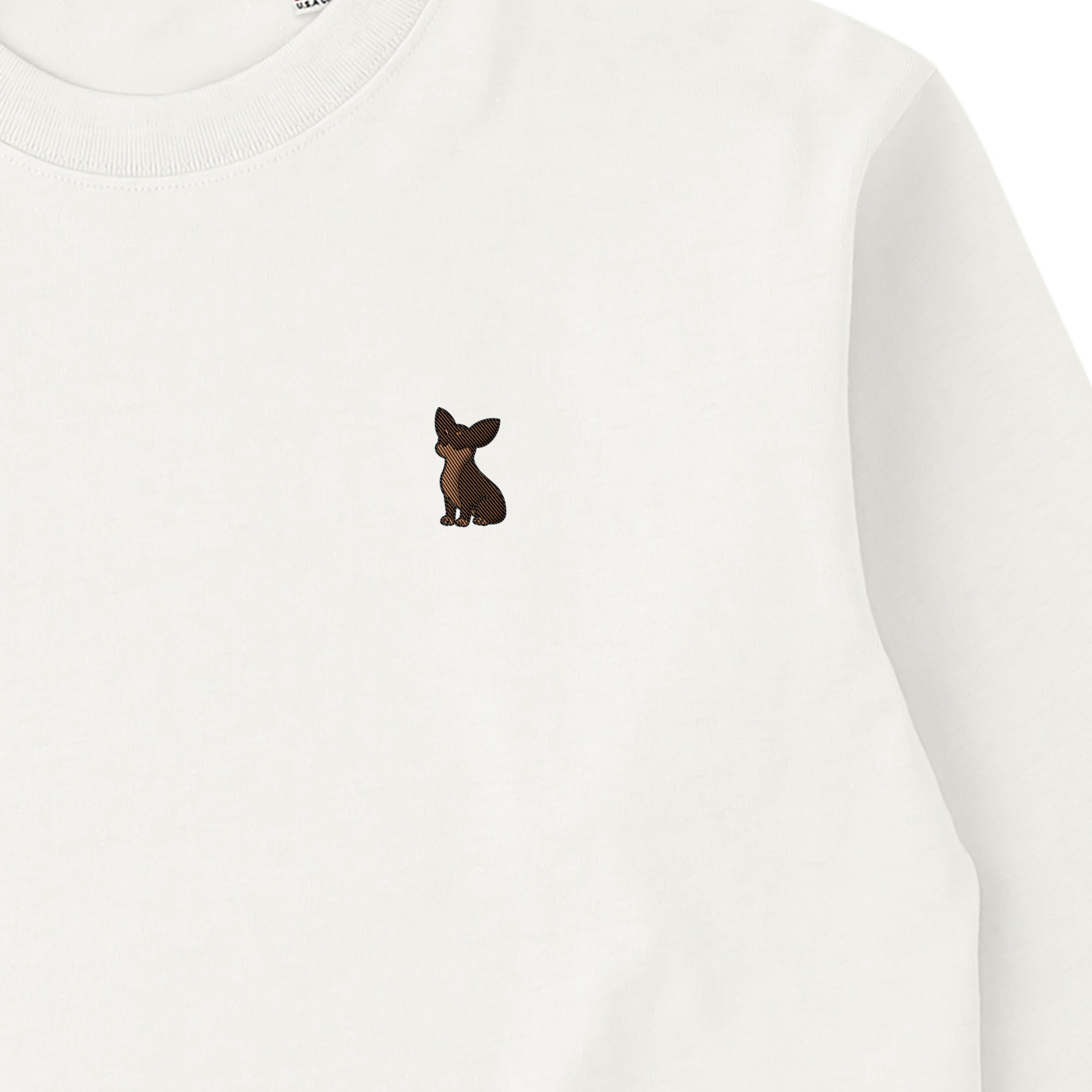 ロングスリーブTシャツ 厚手 ワンポイント刺繍 "チワワ チョコタン" natural image