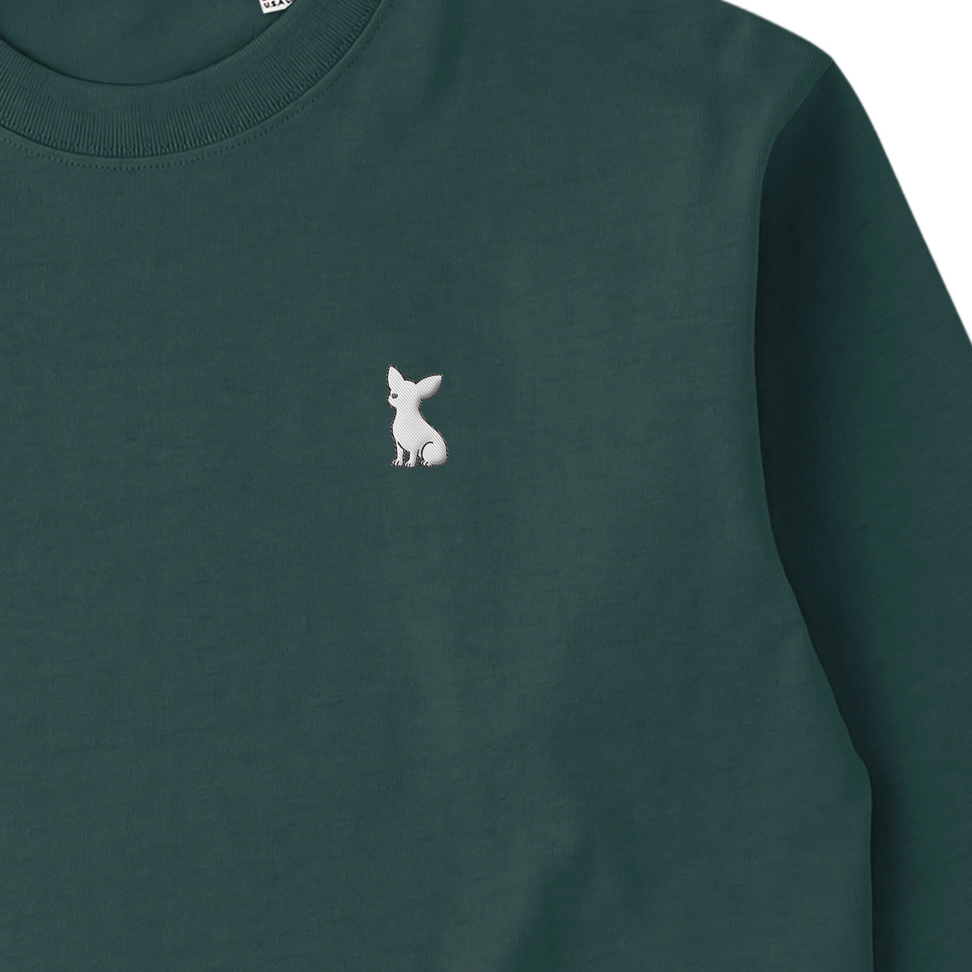 ロングスリーブTシャツ 厚手 ワンポイント刺繍 "チワワ ホワイト" dark-green image
