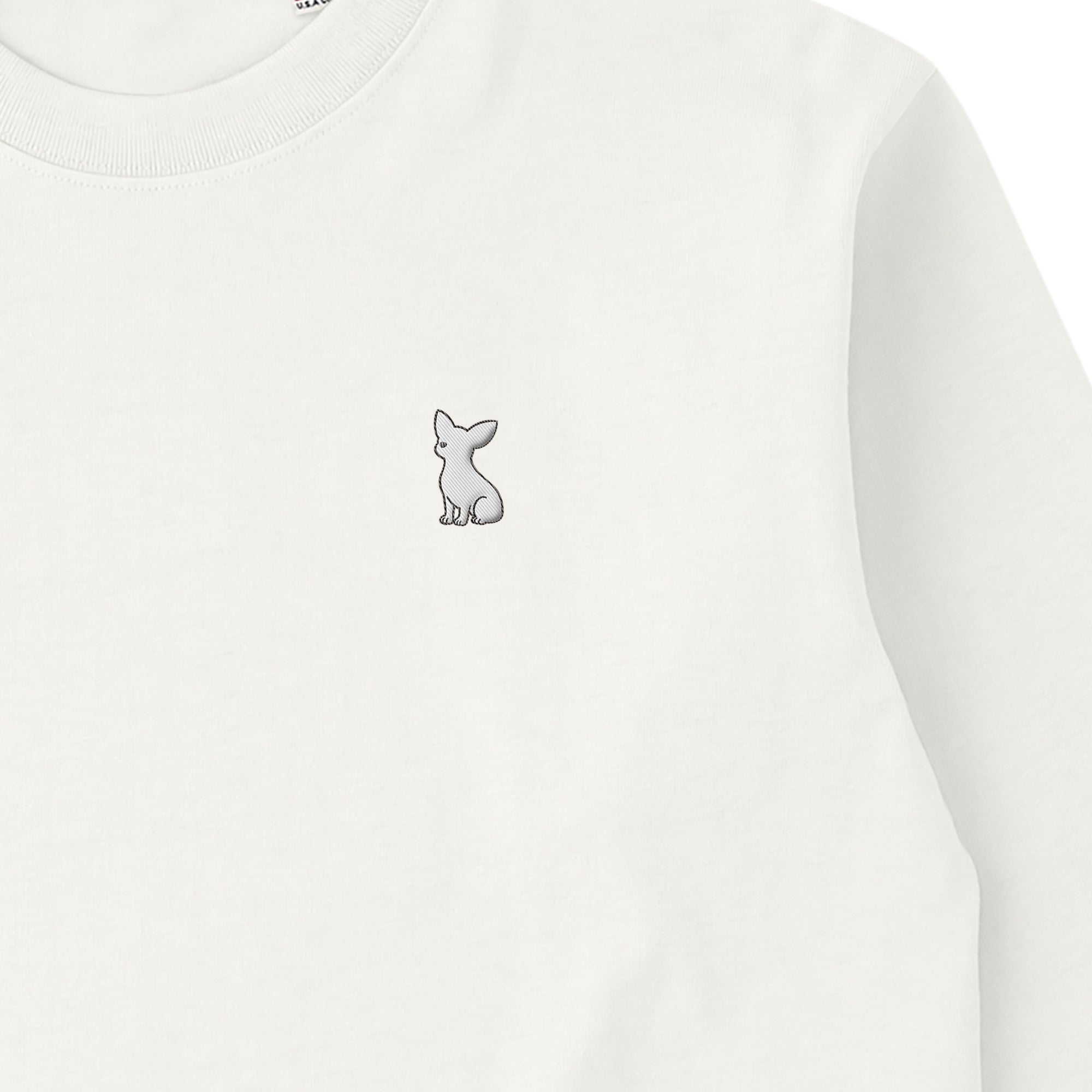 ロングスリーブTシャツ 厚手 ワンポイント刺繍 "チワワ ホワイト" natural image