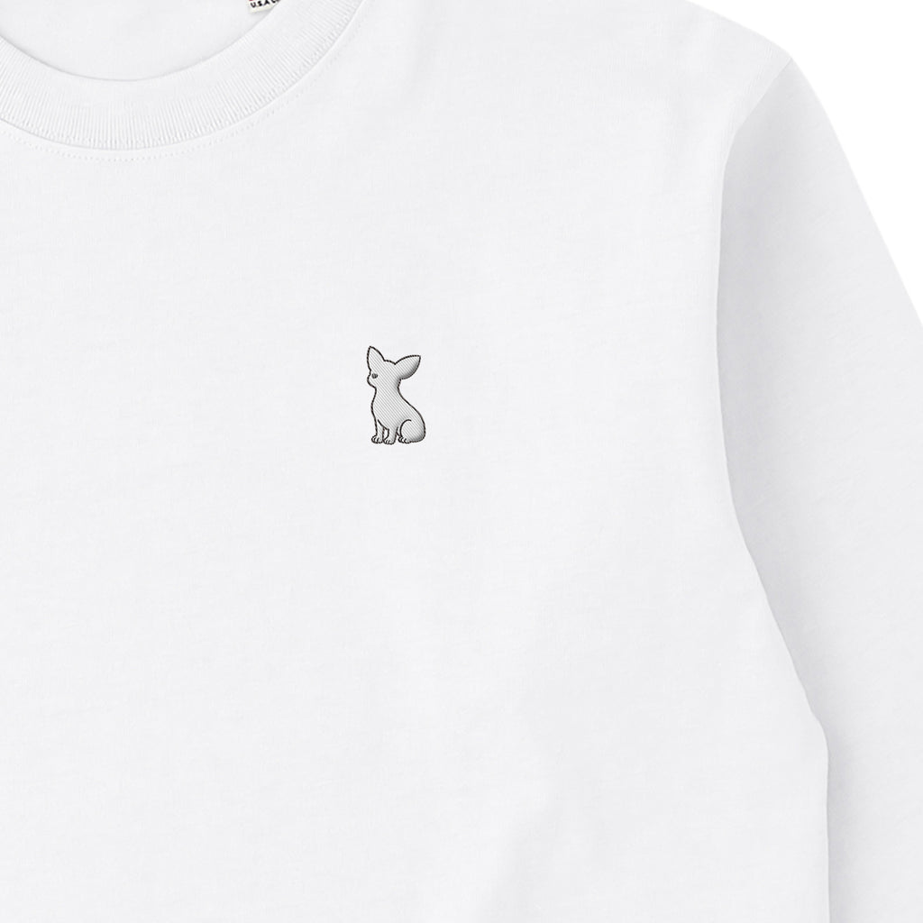 ロングスリーブTシャツ 厚手 ワンポイント刺繍 "チワワ ホワイト" white image