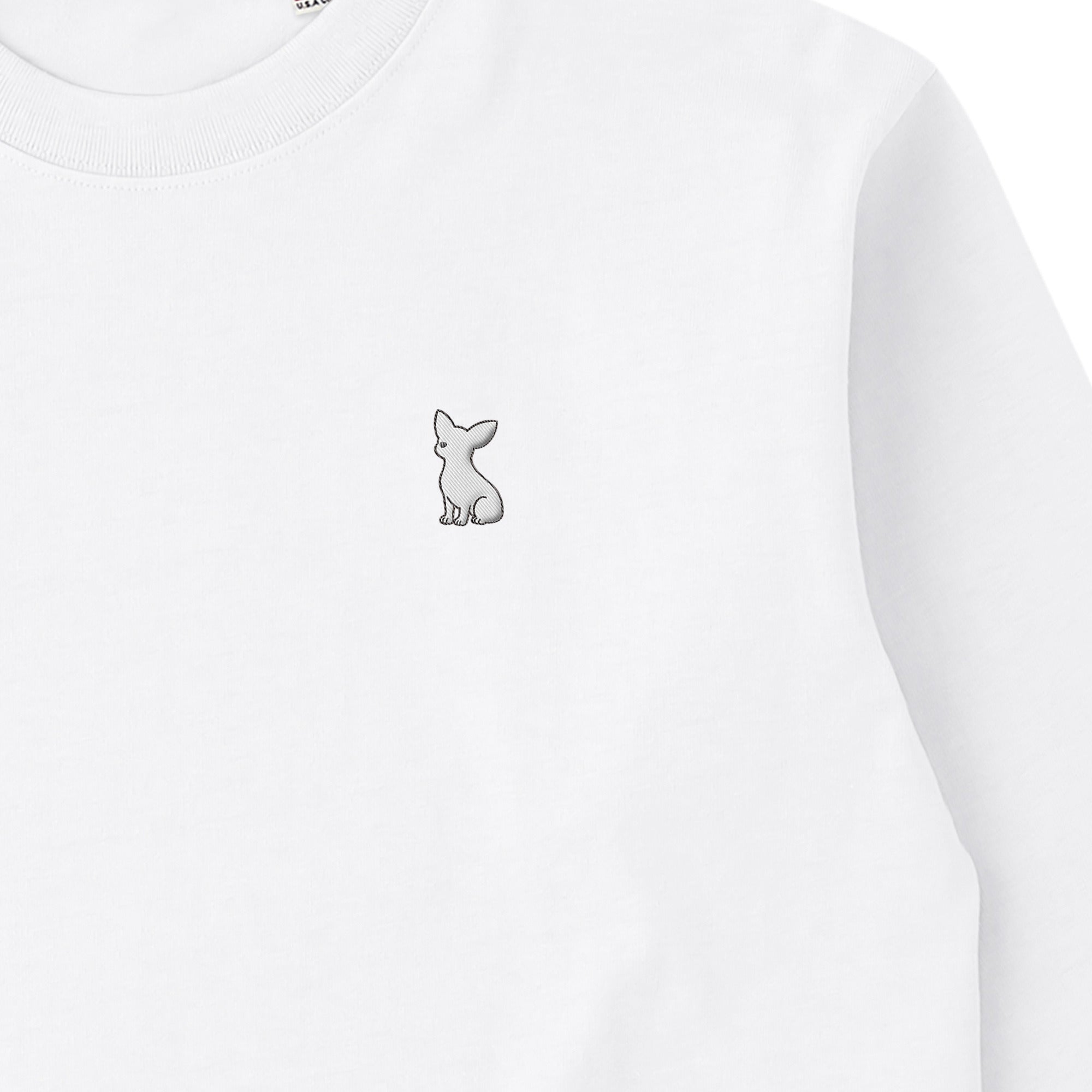 ロングスリーブTシャツ 厚手 ワンポイント刺繍 "チワワ ホワイト" white image