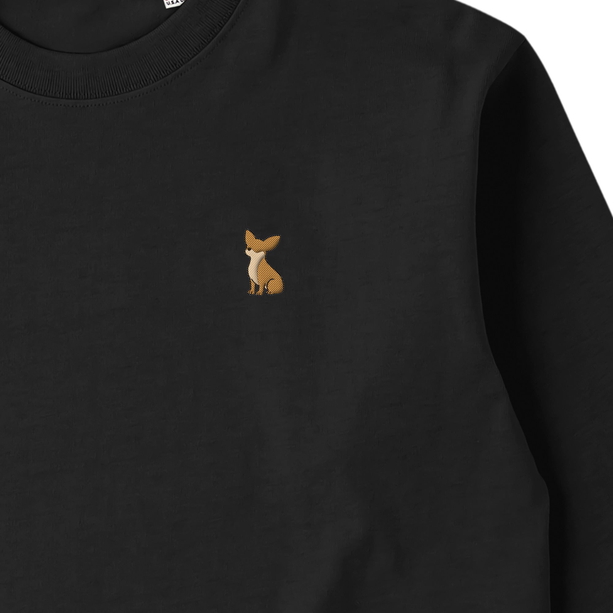 ロングスリーブTシャツ 厚手 ワンポイント刺繍 "チワワ レッド" deep-black image