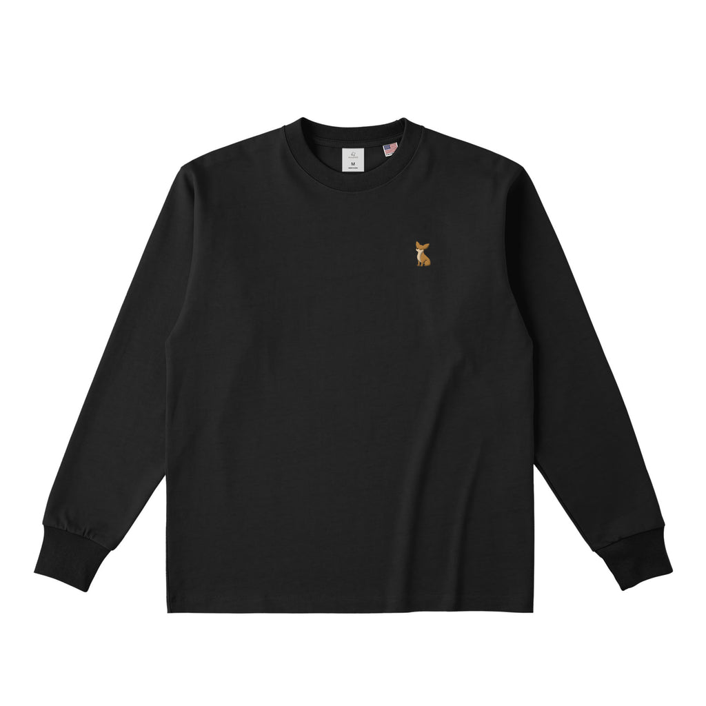 ロングスリーブTシャツ 厚手 ワンポイント刺繍 "チワワ レッド" deep-black image