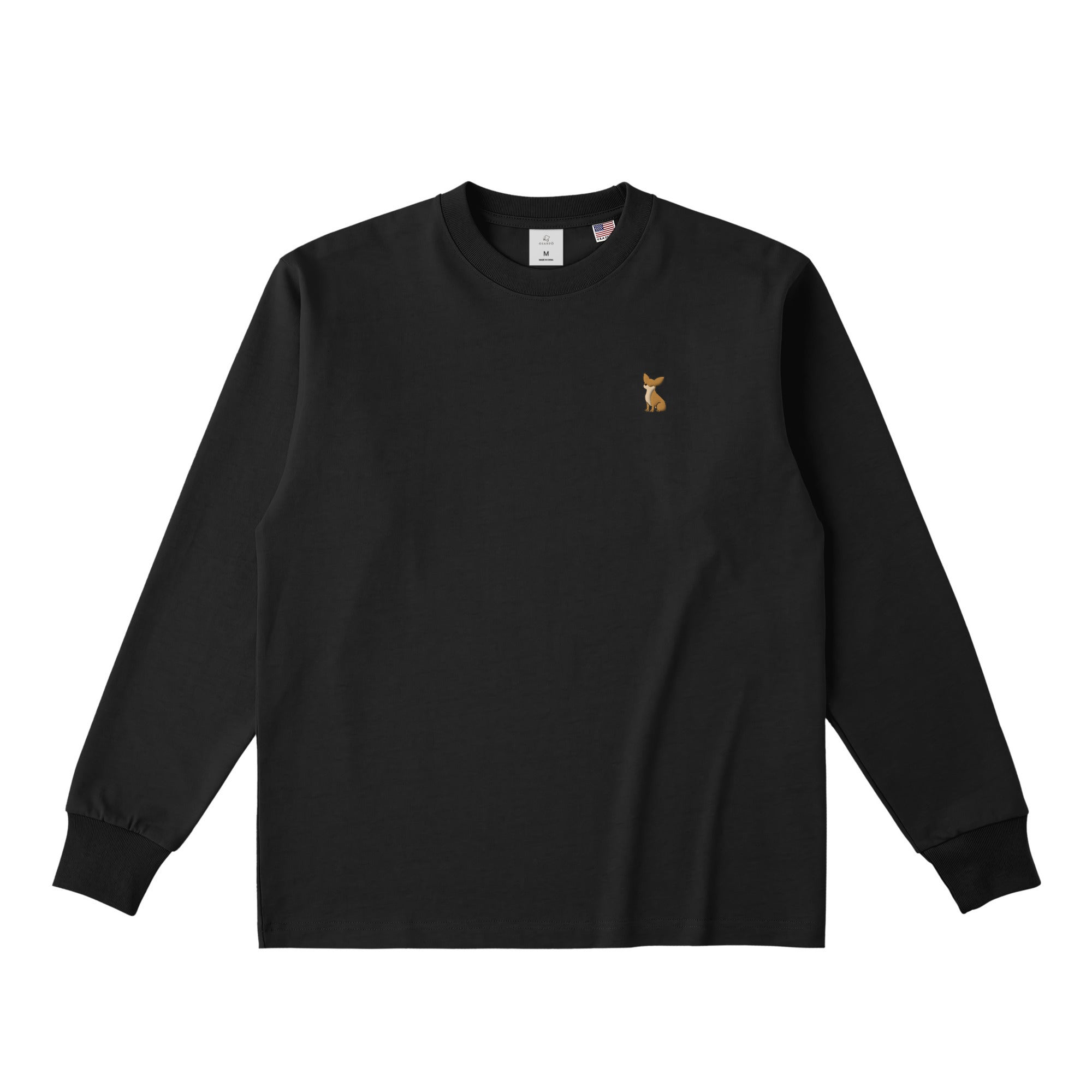 ロングスリーブTシャツ 厚手 ワンポイント刺繍 "チワワ レッド" deep-black image