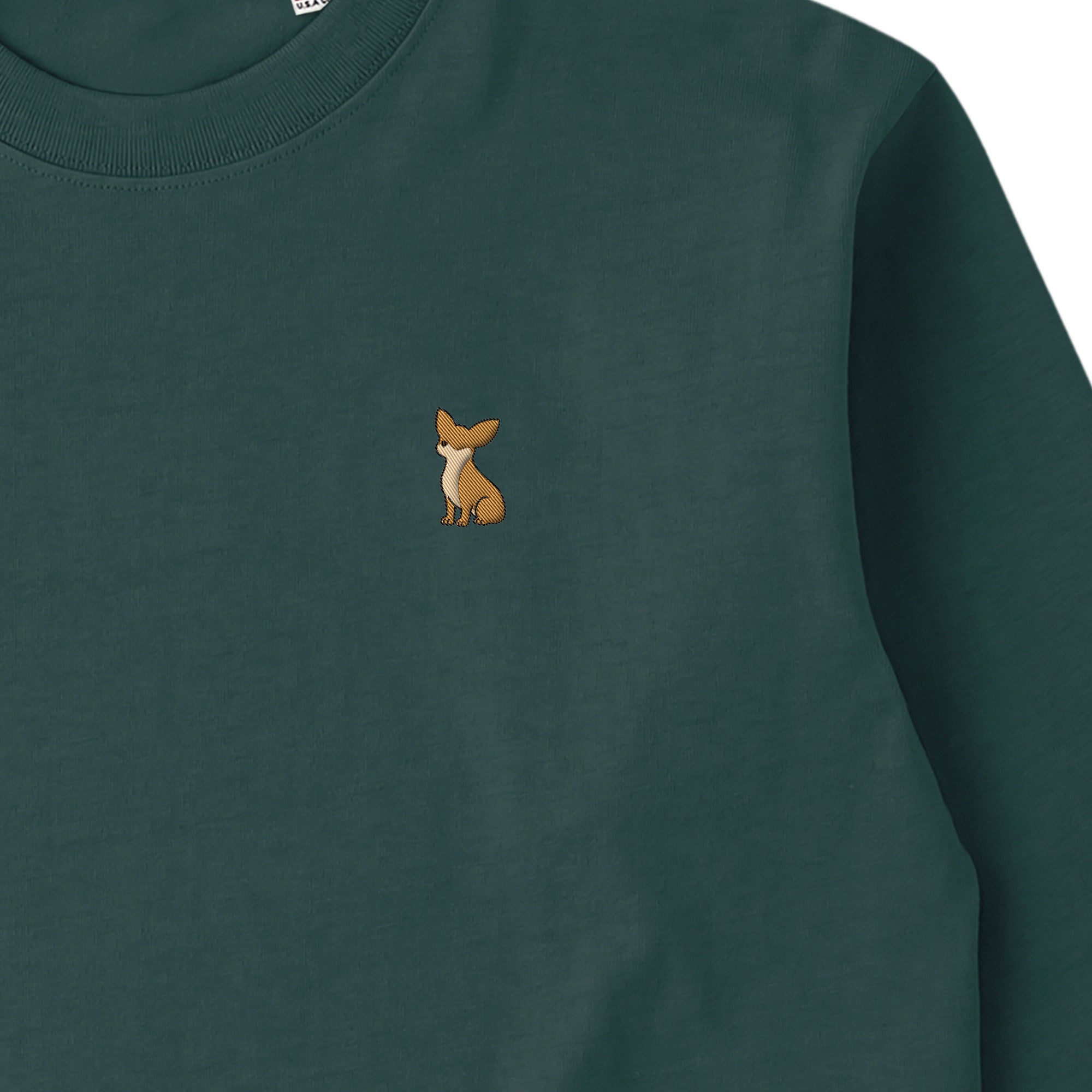 ロングスリーブTシャツ 厚手 ワンポイント刺繍 "チワワ レッド" dark-green image