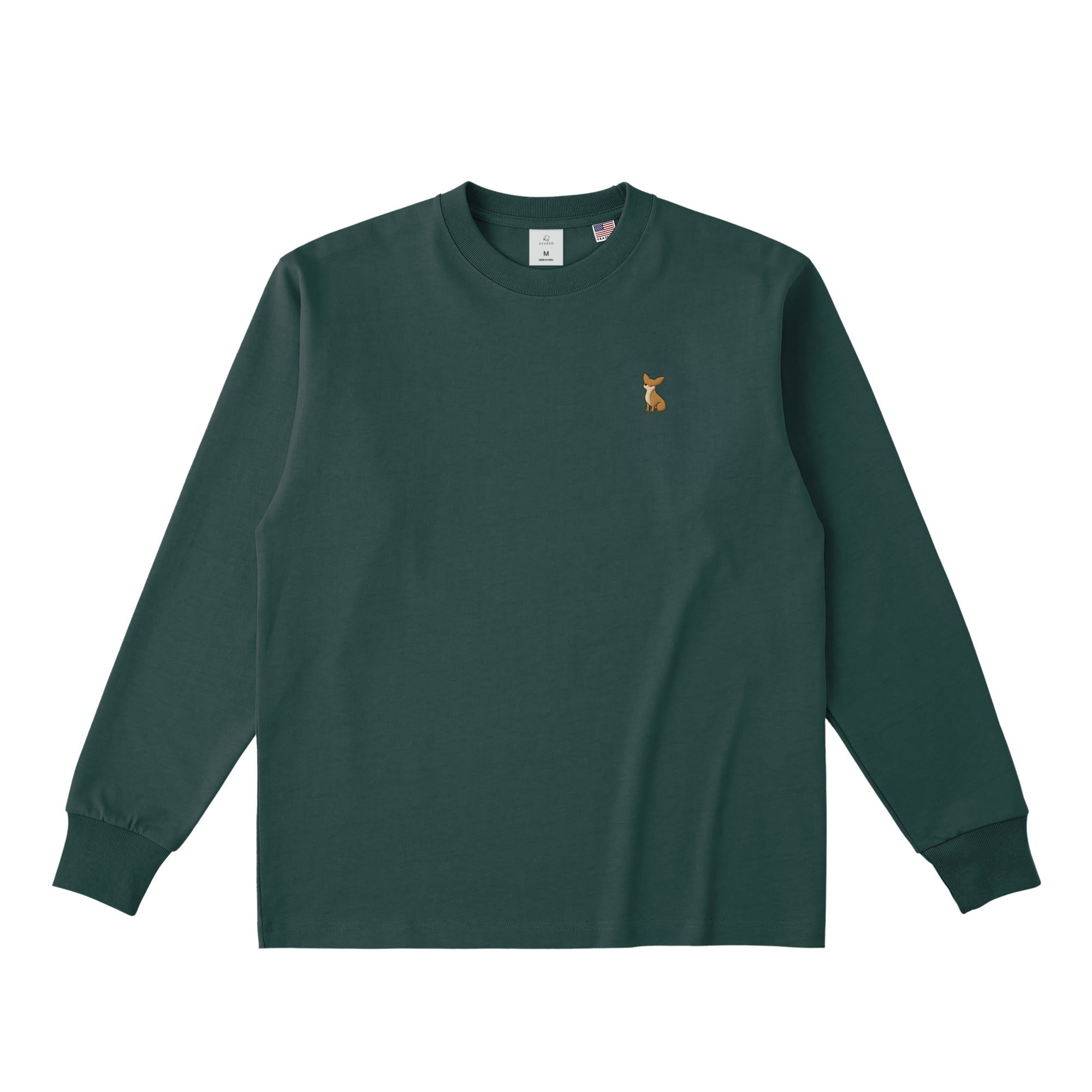 ロングスリーブTシャツ 厚手 ワンポイント刺繍 "チワワ レッド" dark-green image