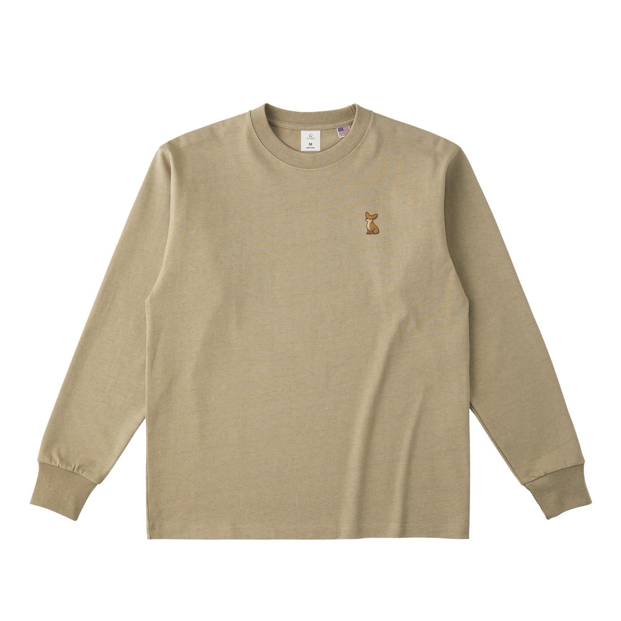 ロングスリーブTシャツ 厚手 ワンポイント刺繍 "チワワ レッド" dull-sand image
