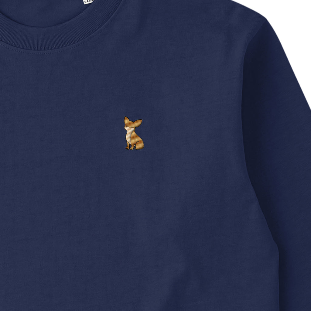 ロングスリーブTシャツ 厚手 ワンポイント刺繍 "チワワ レッド" navy image