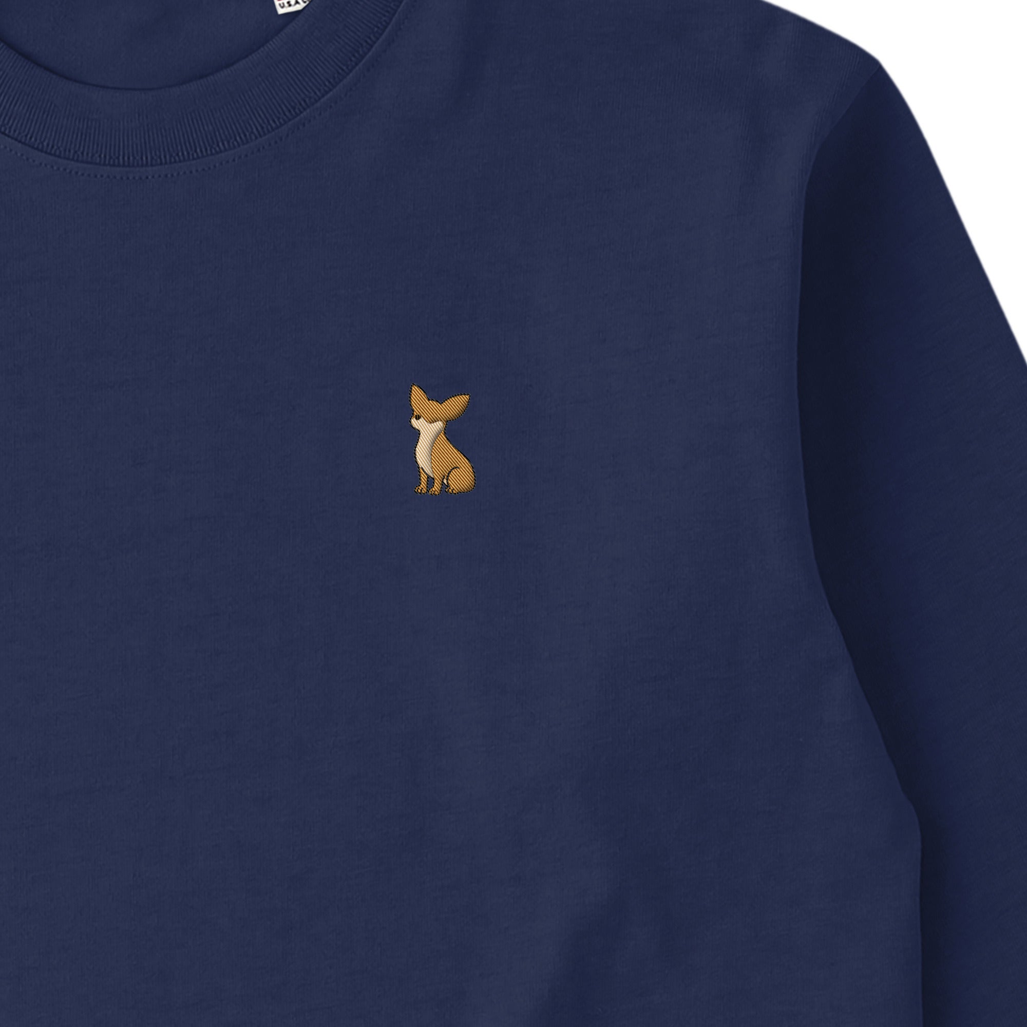 ロングスリーブTシャツ 厚手 ワンポイント刺繍 "チワワ レッド" navy image