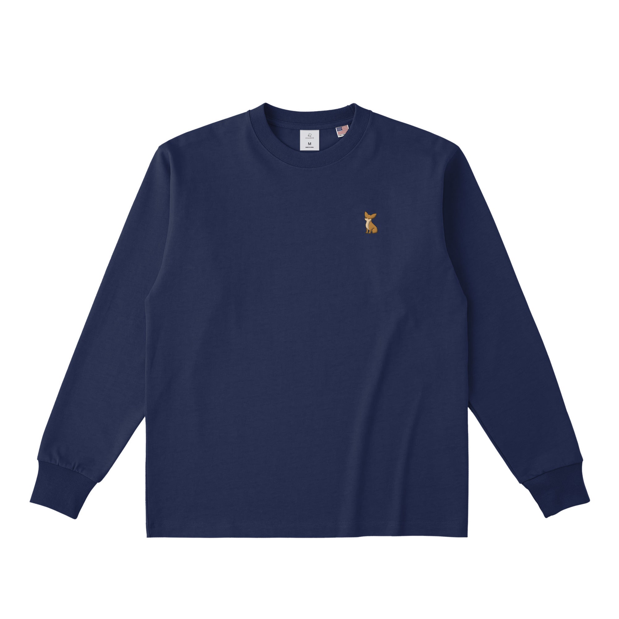 ロングスリーブTシャツ 厚手 ワンポイント刺繍 "チワワ レッド" navy image