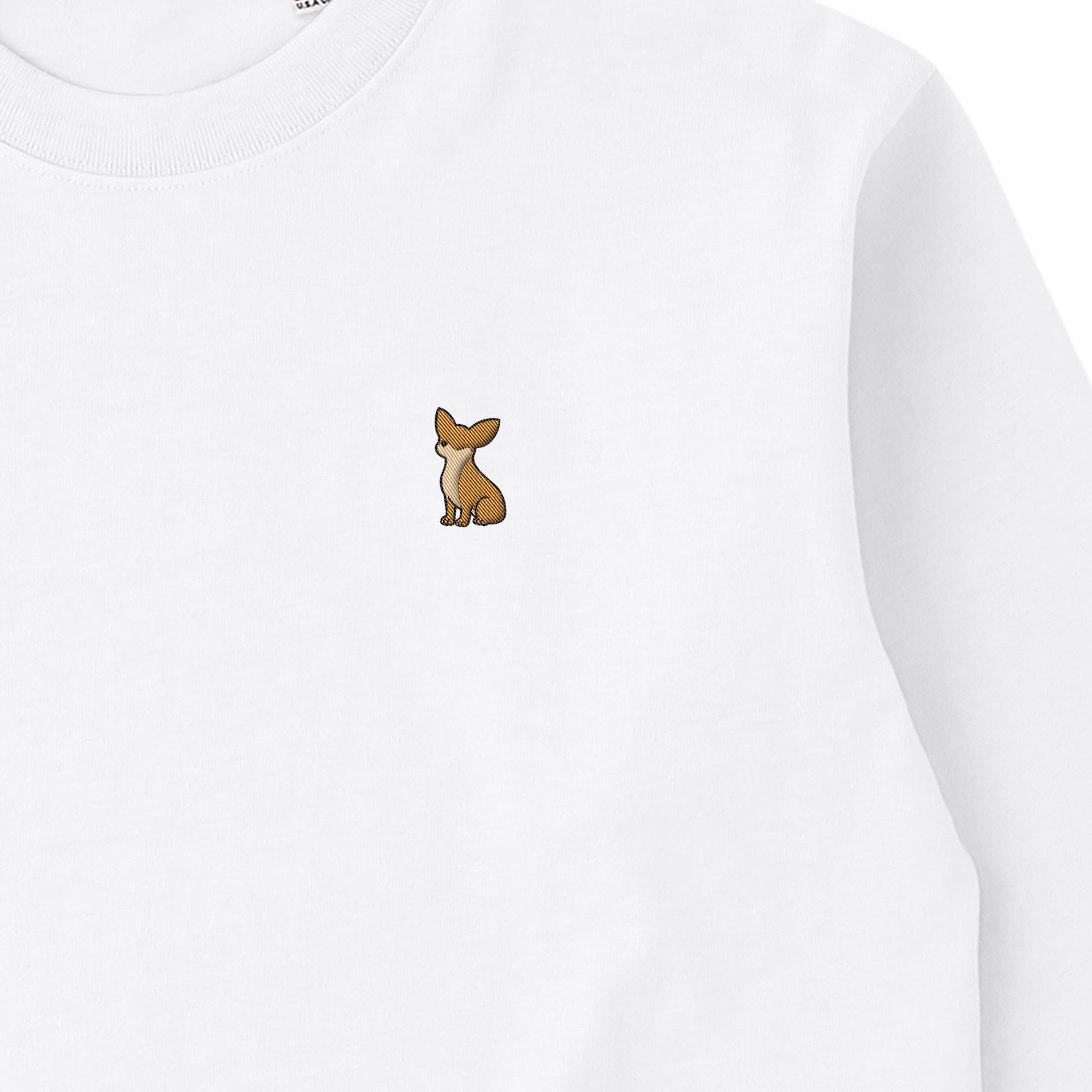 ロングスリーブTシャツ 厚手 ワンポイント刺繍 "チワワ レッド" white image