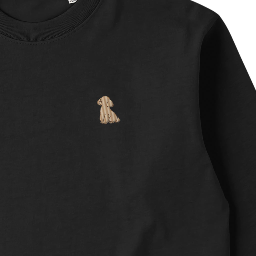 ロングスリーブTシャツ 厚手 ワンポイント刺繍 "トイプードル クリーム" deep-black image