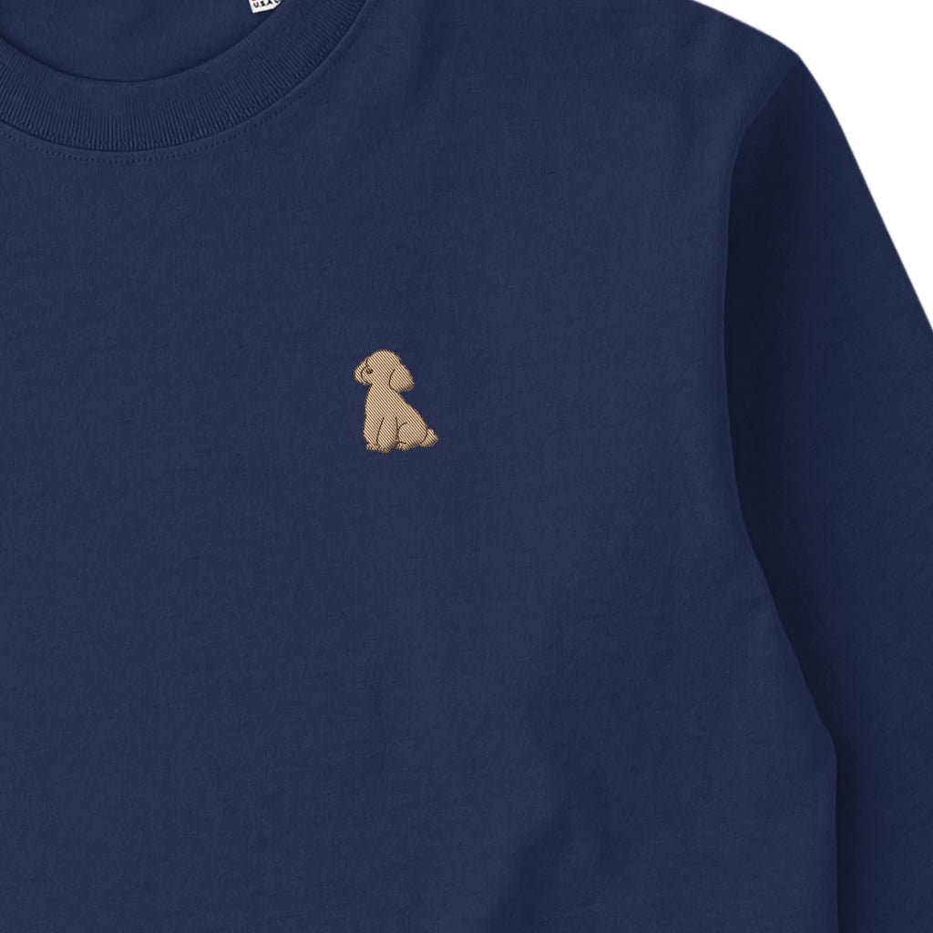 ロングスリーブTシャツ 厚手 ワンポイント刺繍 "トイプードル クリーム" navy image