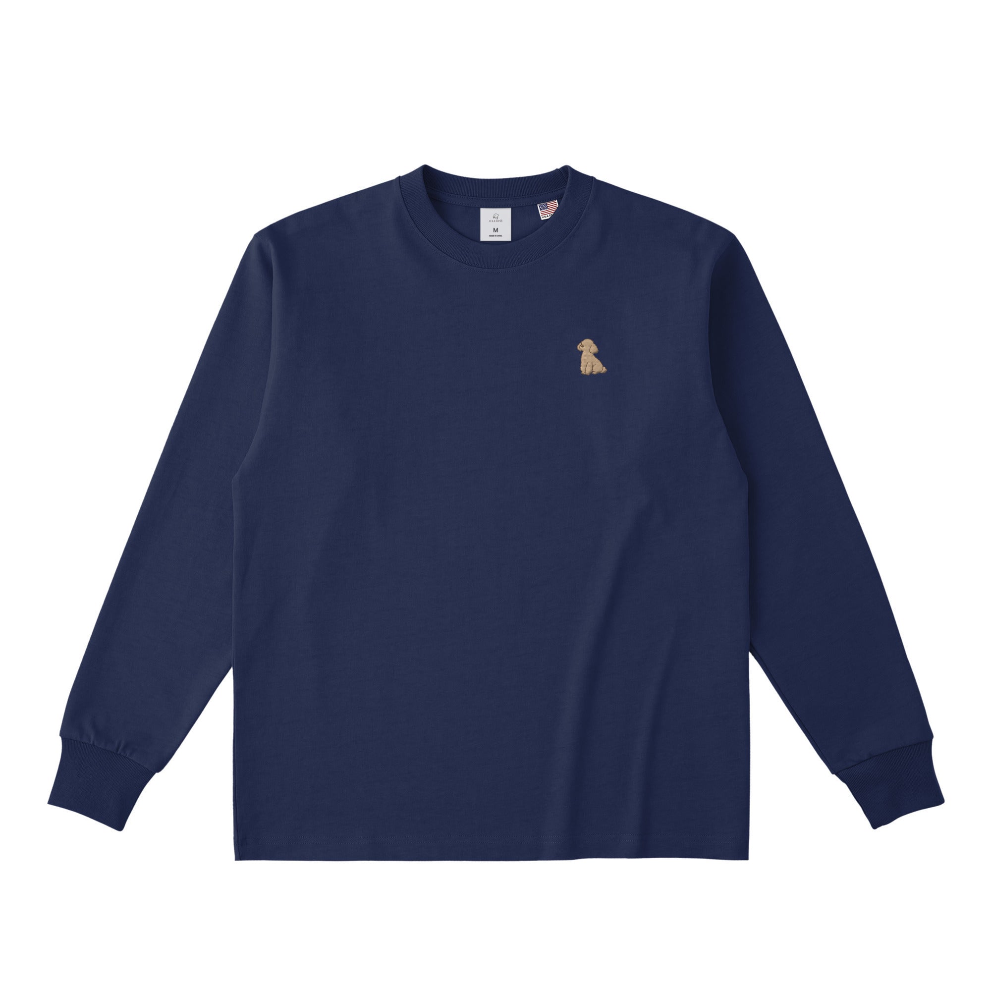 ロングスリーブTシャツ 厚手 ワンポイント刺繍 "トイプードル クリーム" navy image