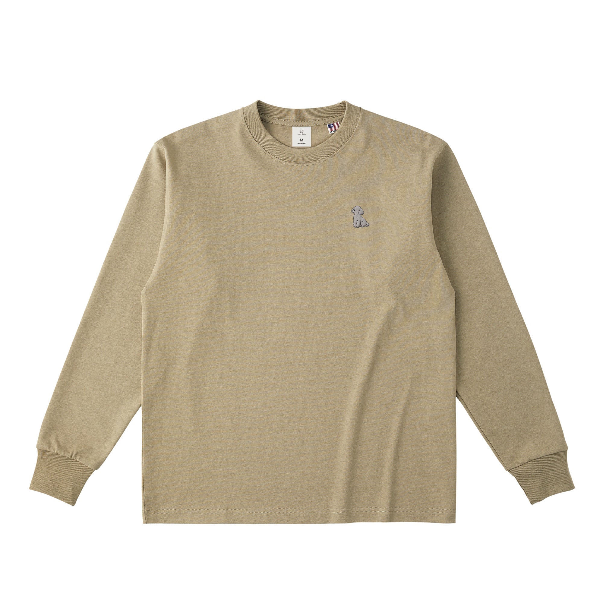 ロングスリーブTシャツ 厚手 ワンポイント刺繍 "トイプードル シルバー" dull-sand image
