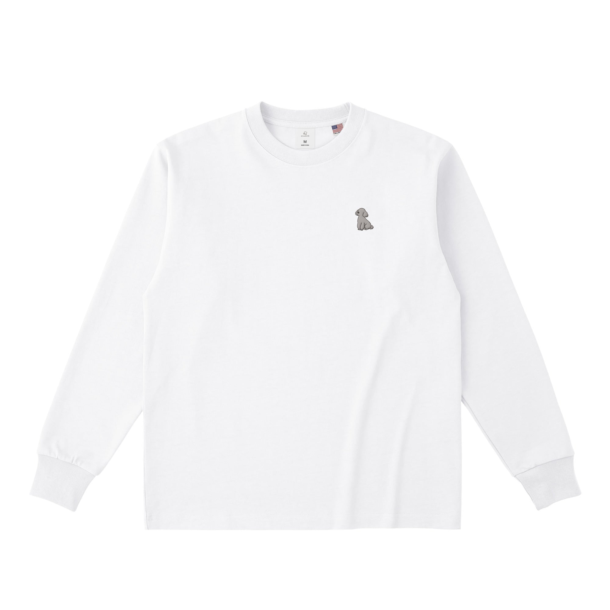 ロングスリーブTシャツ 厚手 ワンポイント刺繍 "トイプードル シルバー" white image