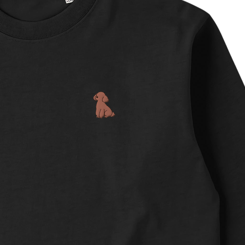 ロングスリーブTシャツ 厚手 ワンポイント刺繍 "トイプードル ブラウン" deep-black image
