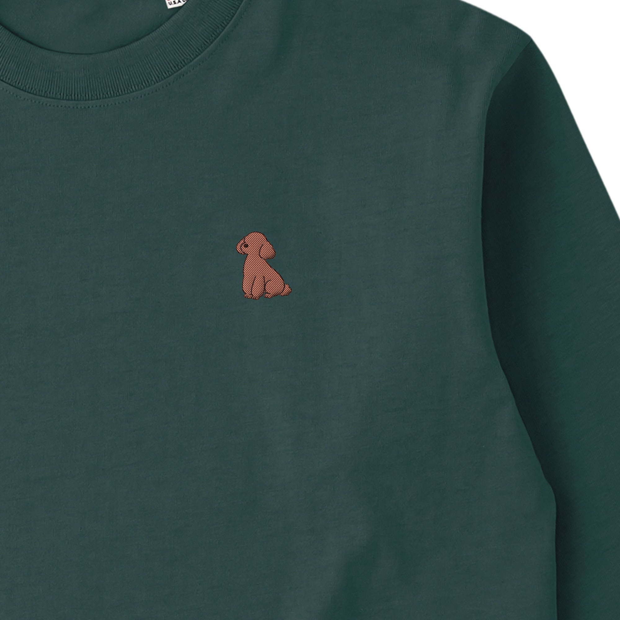 ロングスリーブTシャツ 厚手 ワンポイント刺繍 "トイプードル ブラウン" dark-green image
