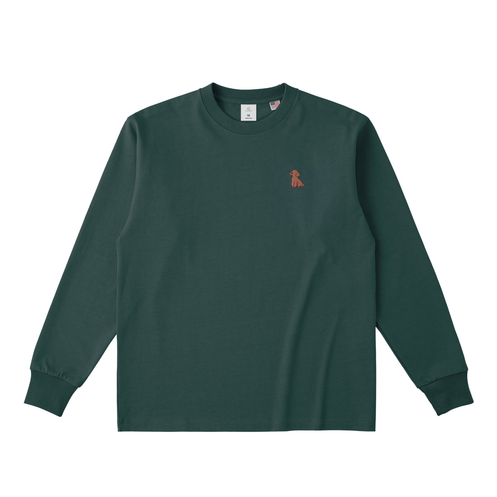 ロングスリーブTシャツ 厚手 ワンポイント刺繍 "トイプードル ブラウン" dark-green image