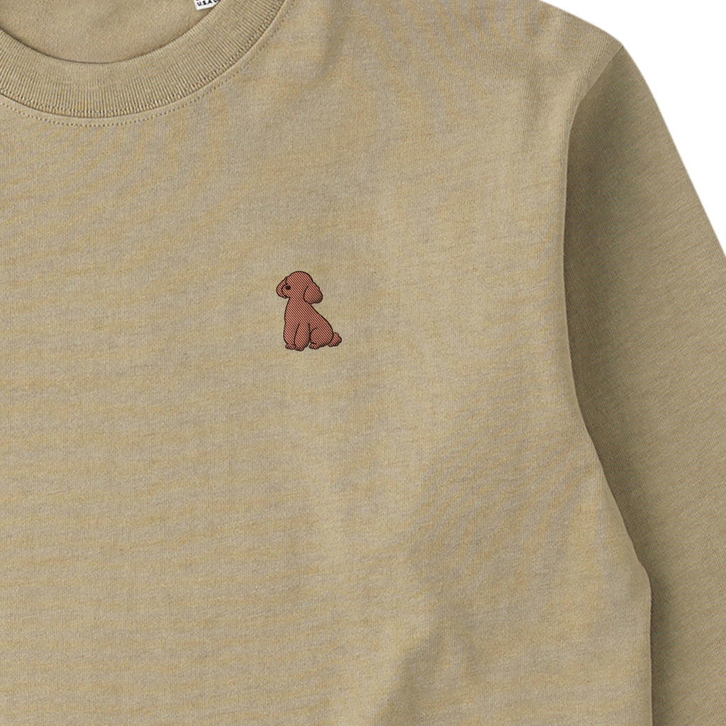 ロングスリーブTシャツ 厚手 ワンポイント刺繍 "トイプードル ブラウン" dull-sand image