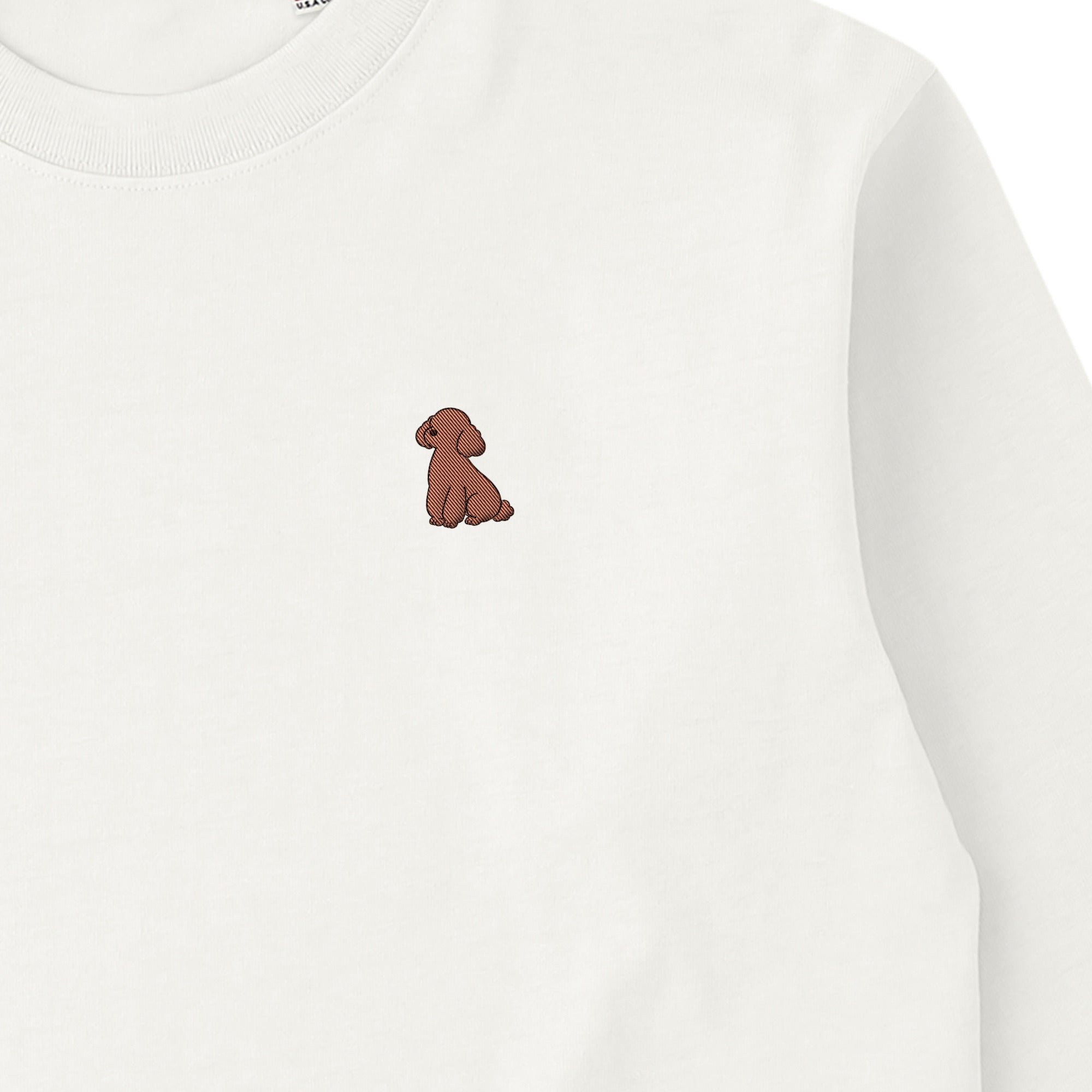 ロングスリーブTシャツ 厚手 ワンポイント刺繍 "トイプードル ブラウン" natural image