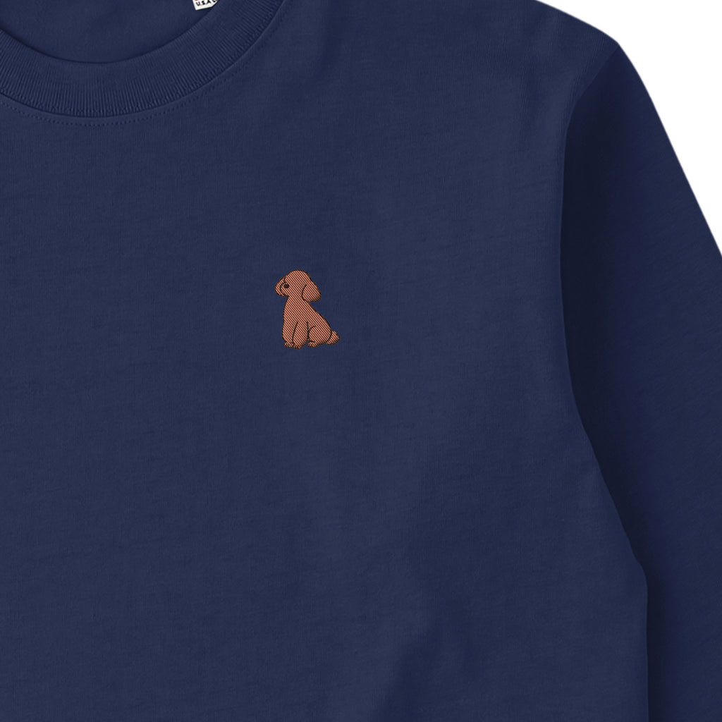 ロングスリーブTシャツ 厚手 ワンポイント刺繍 "トイプードル ブラウン" navy image