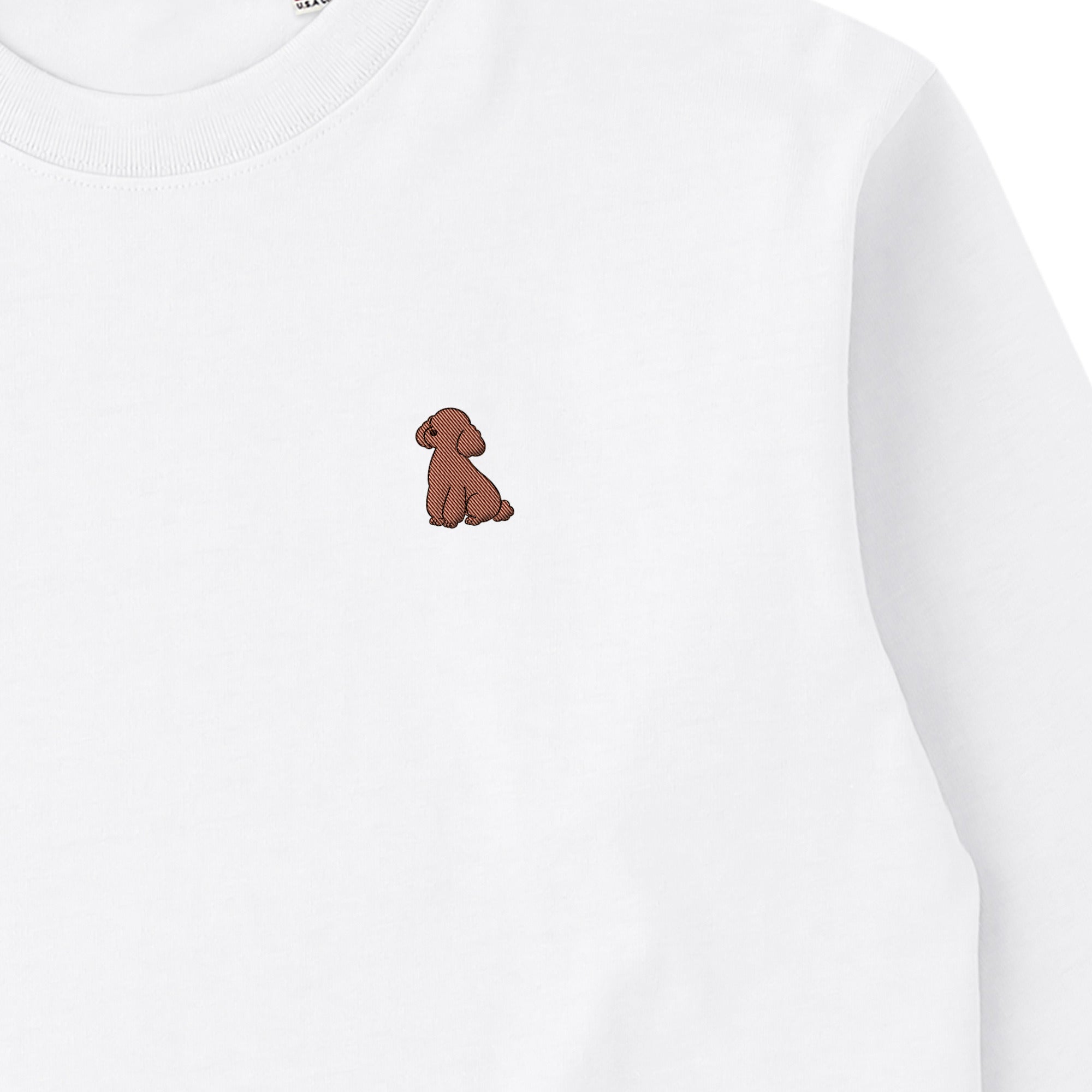 ロングスリーブTシャツ 厚手 ワンポイント刺繍 "トイプードル ブラウン" white image