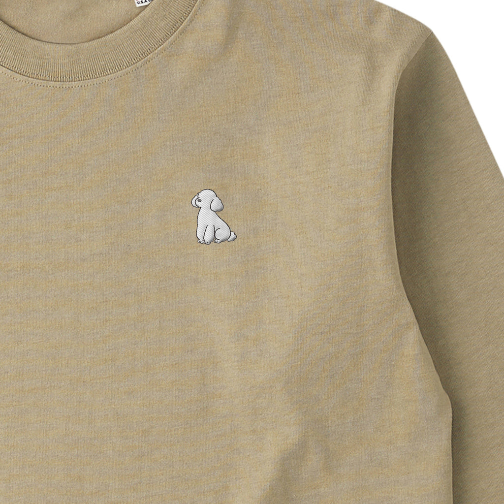ロングスリーブTシャツ 厚手 ワンポイント刺繍 "トイプードル ホワイト" dull-sand image