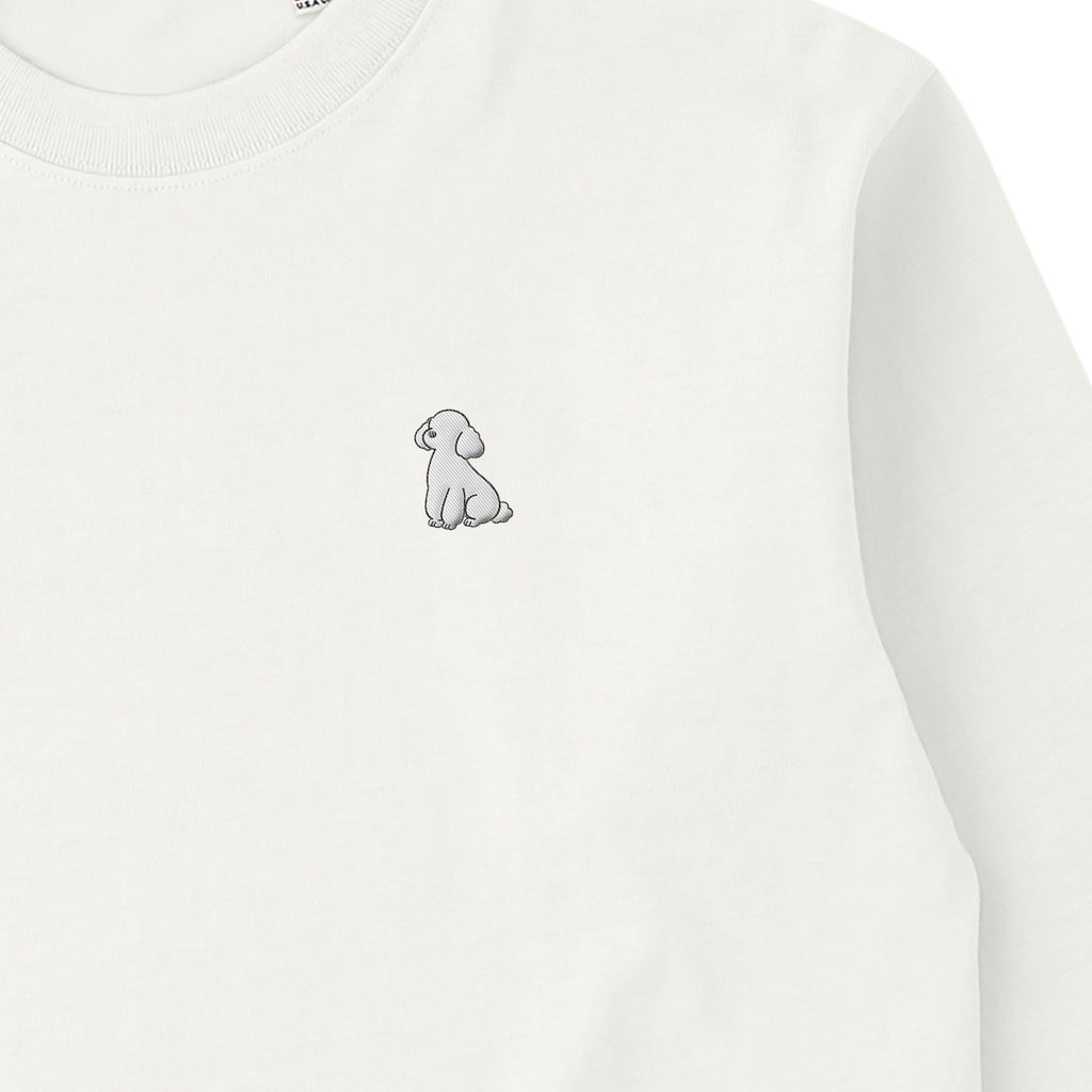 ロングスリーブTシャツ 厚手 ワンポイント刺繍 "トイプードル ホワイト" natural image