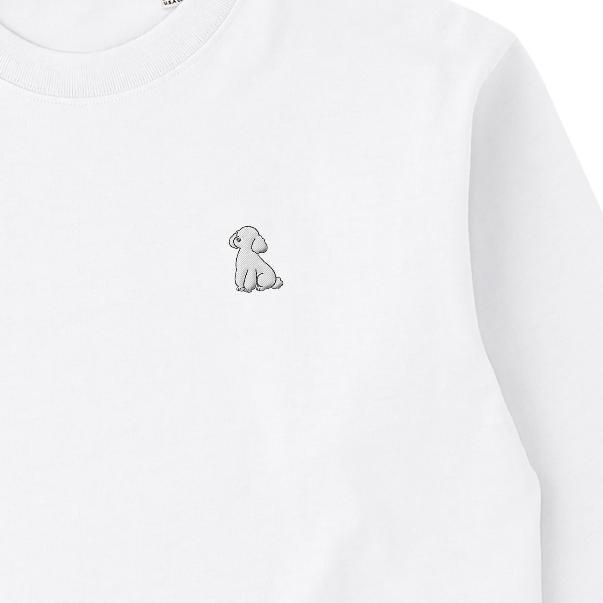 ロングスリーブTシャツ 厚手 ワンポイント刺繍 "トイプードル ホワイト" white image