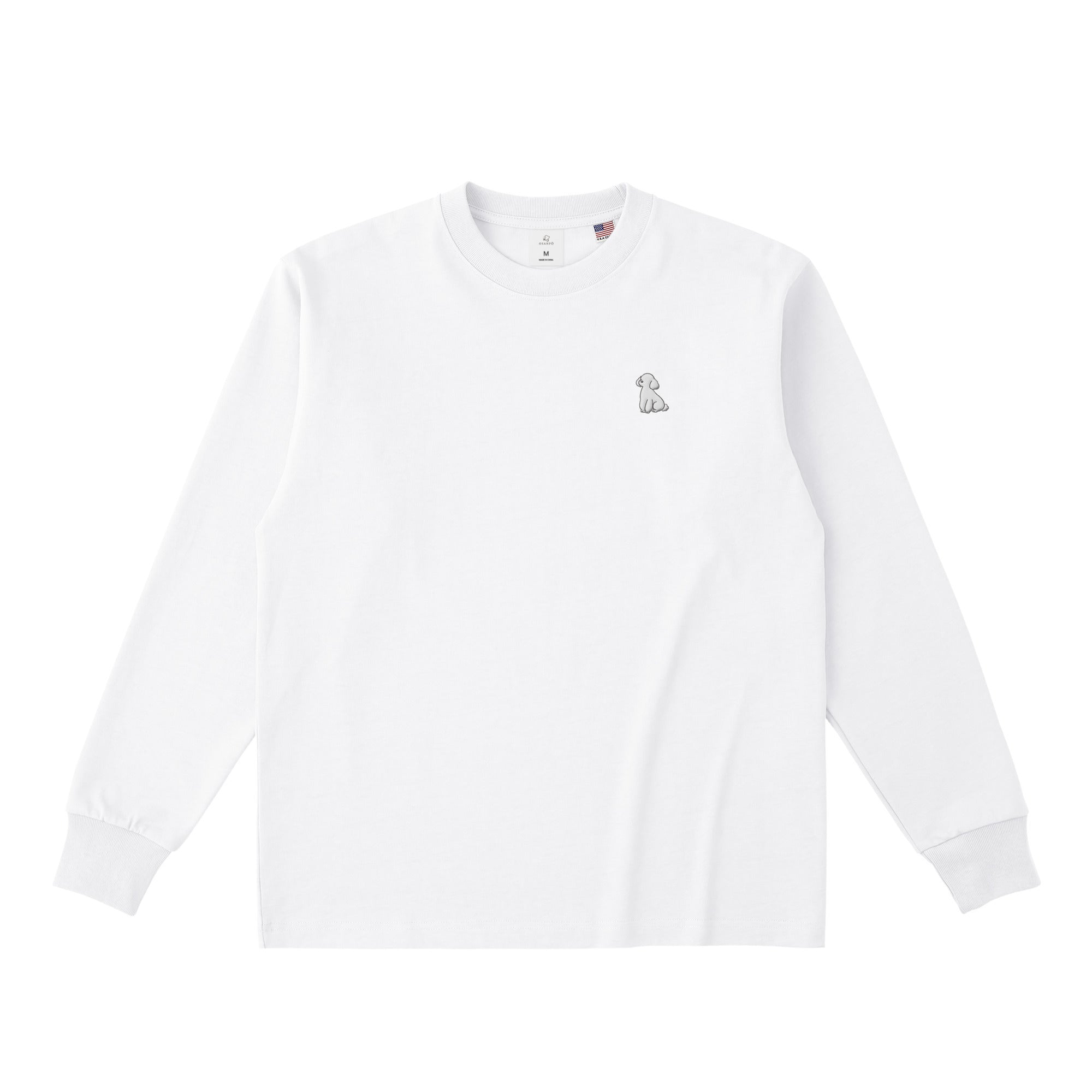 ロングスリーブTシャツ 厚手 ワンポイント刺繍 "トイプードル ホワイト" white image