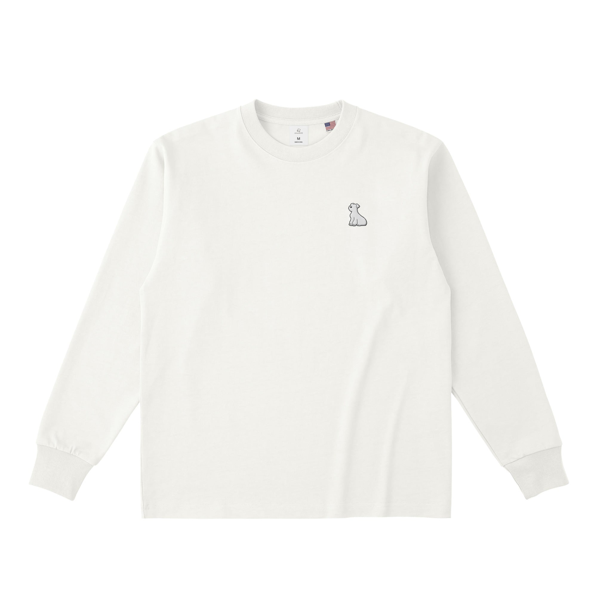 ロングスリーブTシャツ 厚手 "シュナウザー ホワイト" natural image