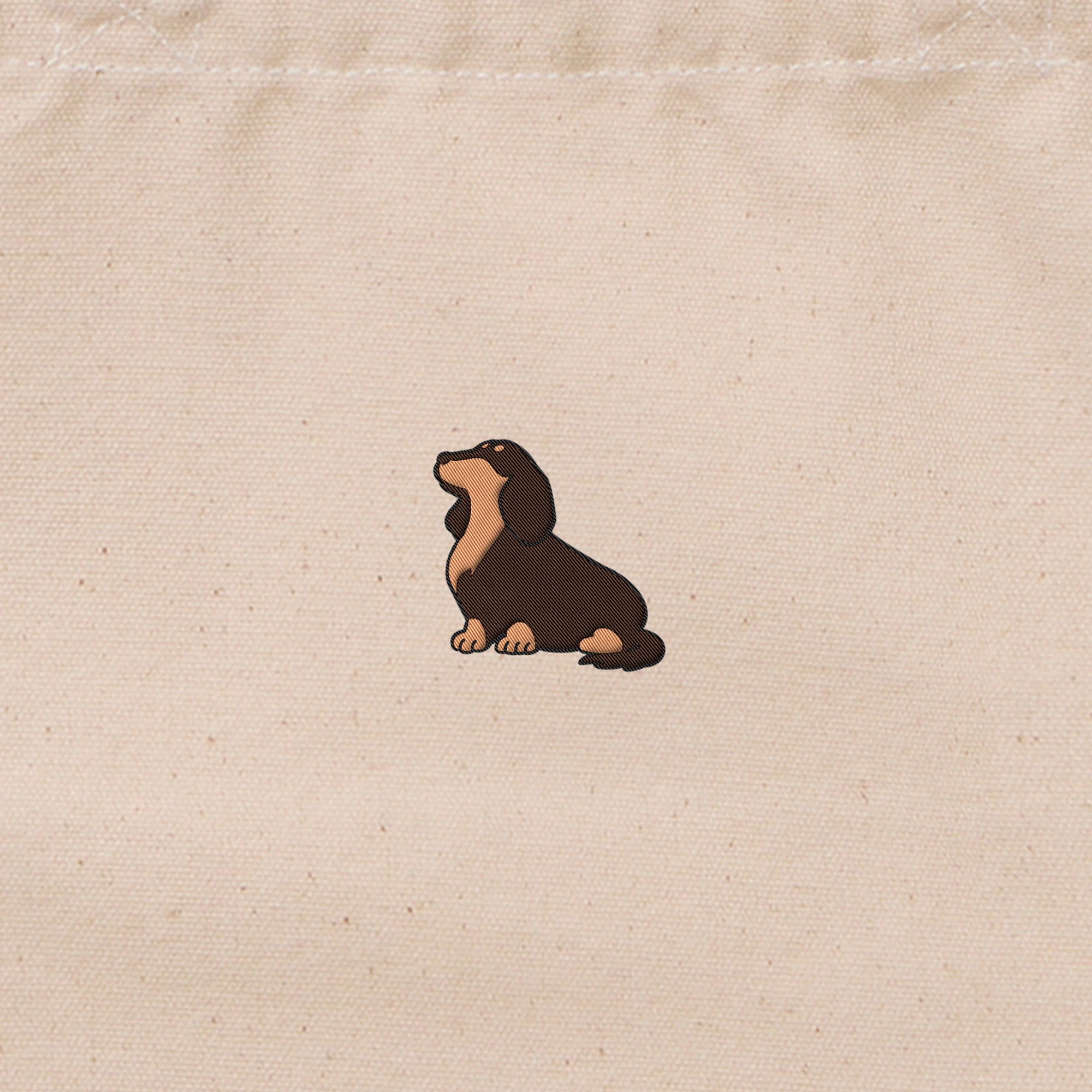 ランチバッグミニトート ワンポイント刺繍 "ダックス チョコタン" natural image
