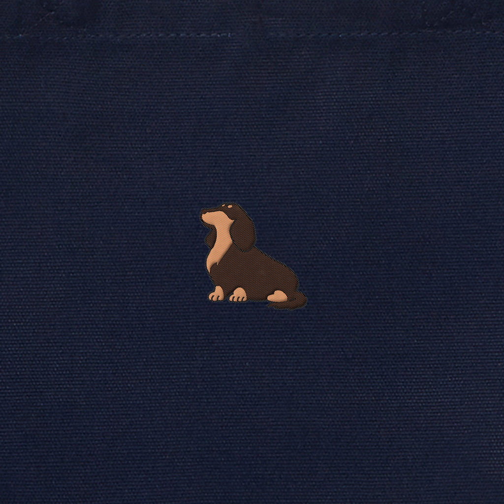 ランチバッグミニトート ワンポイント刺繍 "ダックス チョコタン" navy image