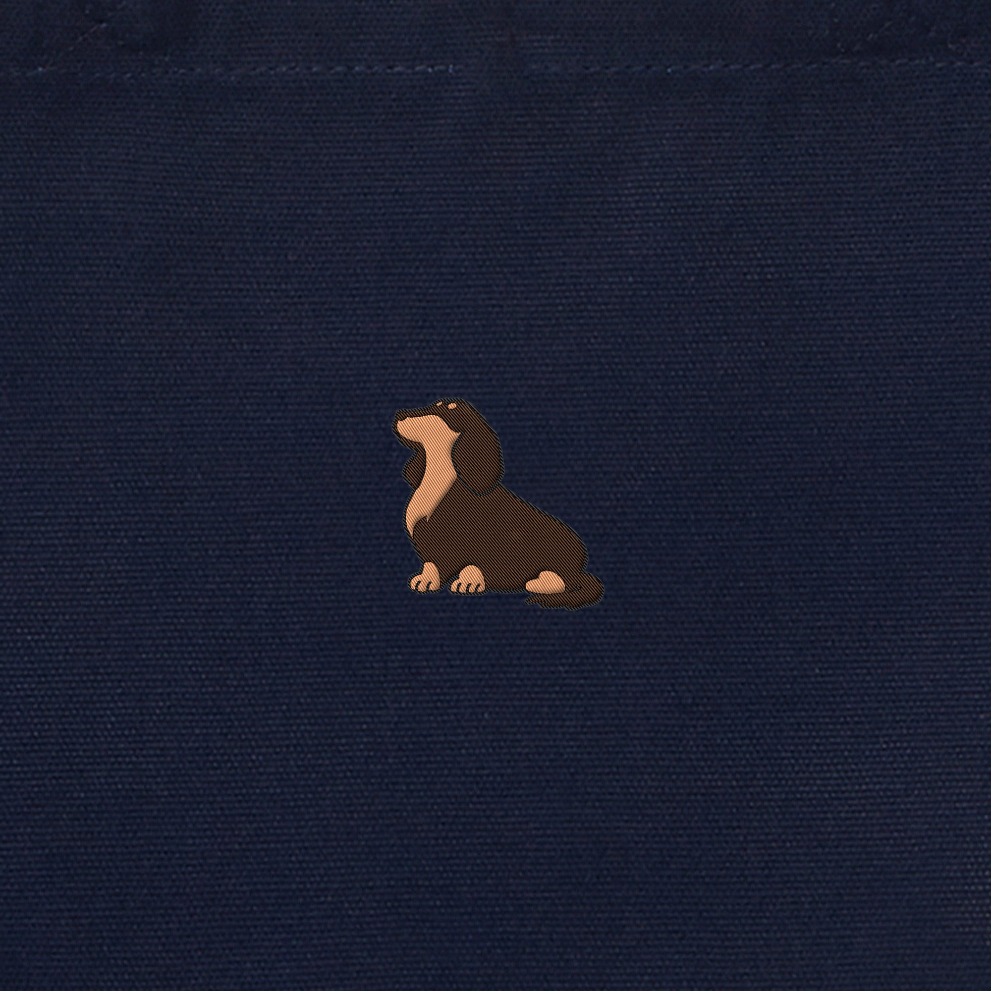 ランチバッグミニトート ワンポイント刺繍 "ダックス チョコタン" navy image