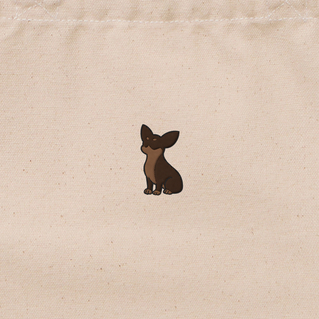 ランチバッグミニトート ワンポイント刺繍 "チワワ チョコタン" natural image