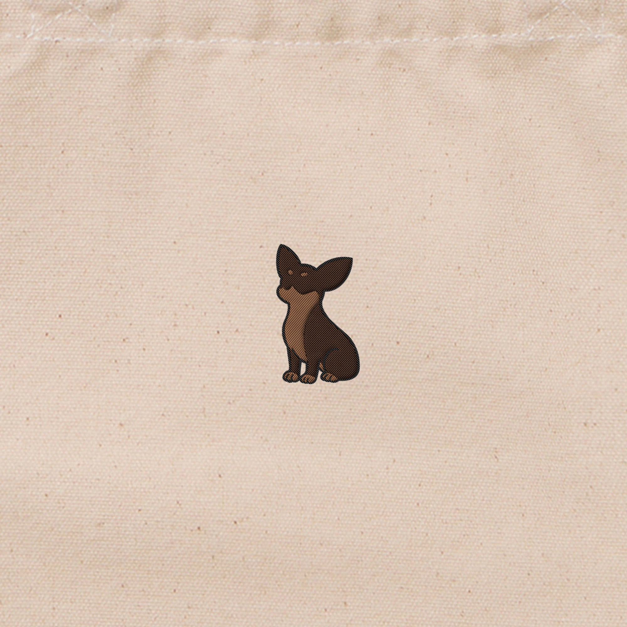 ランチバッグミニトート ワンポイント刺繍 "チワワ チョコタン" natural image