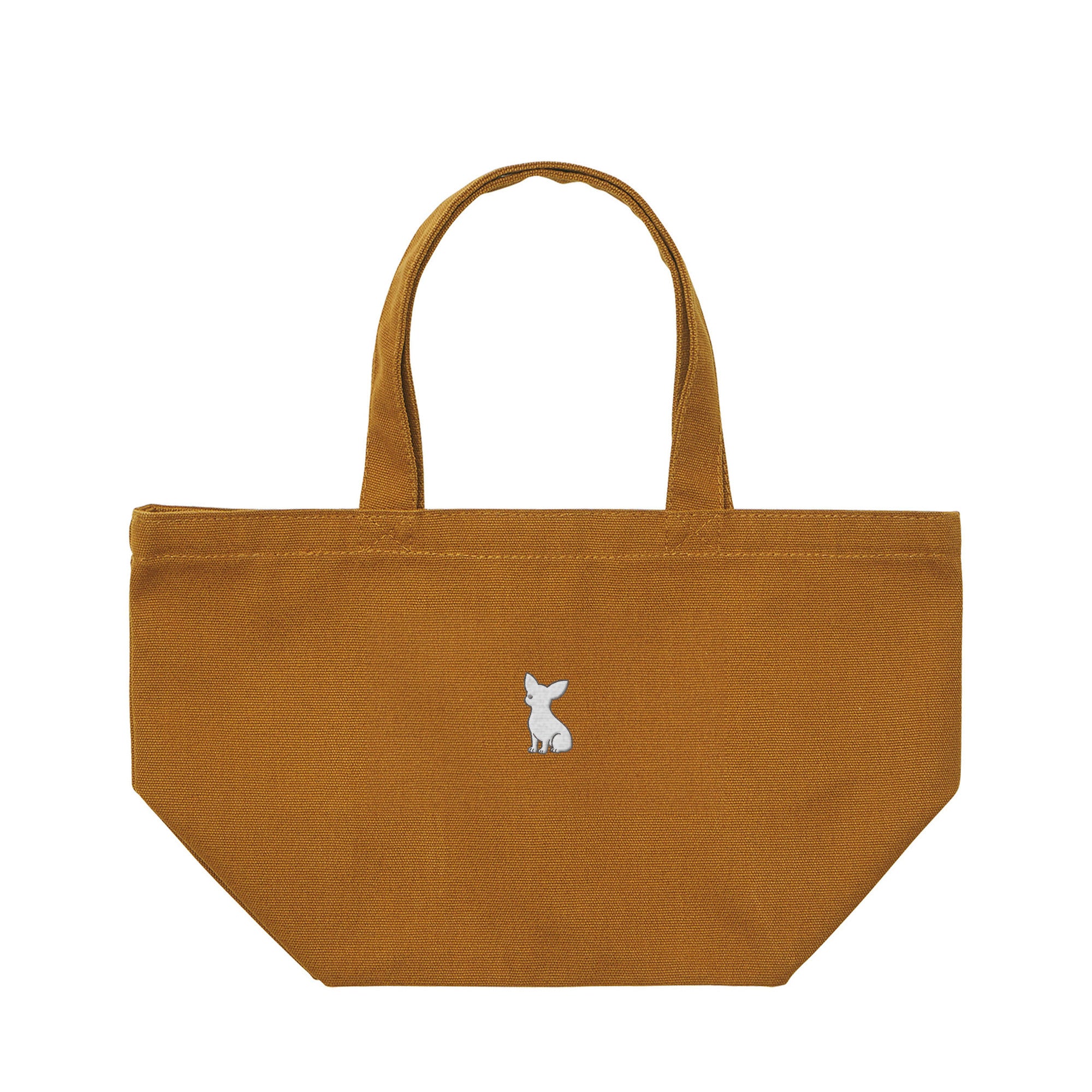 ランチバッグミニトート ワンポイント刺繍 "チワワ ホワイト" camel image