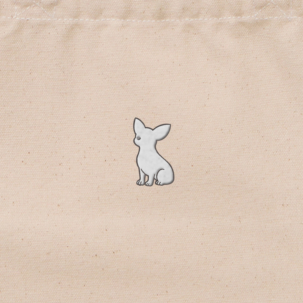 ランチバッグミニトート ワンポイント刺繍 "チワワ ホワイト" natural image