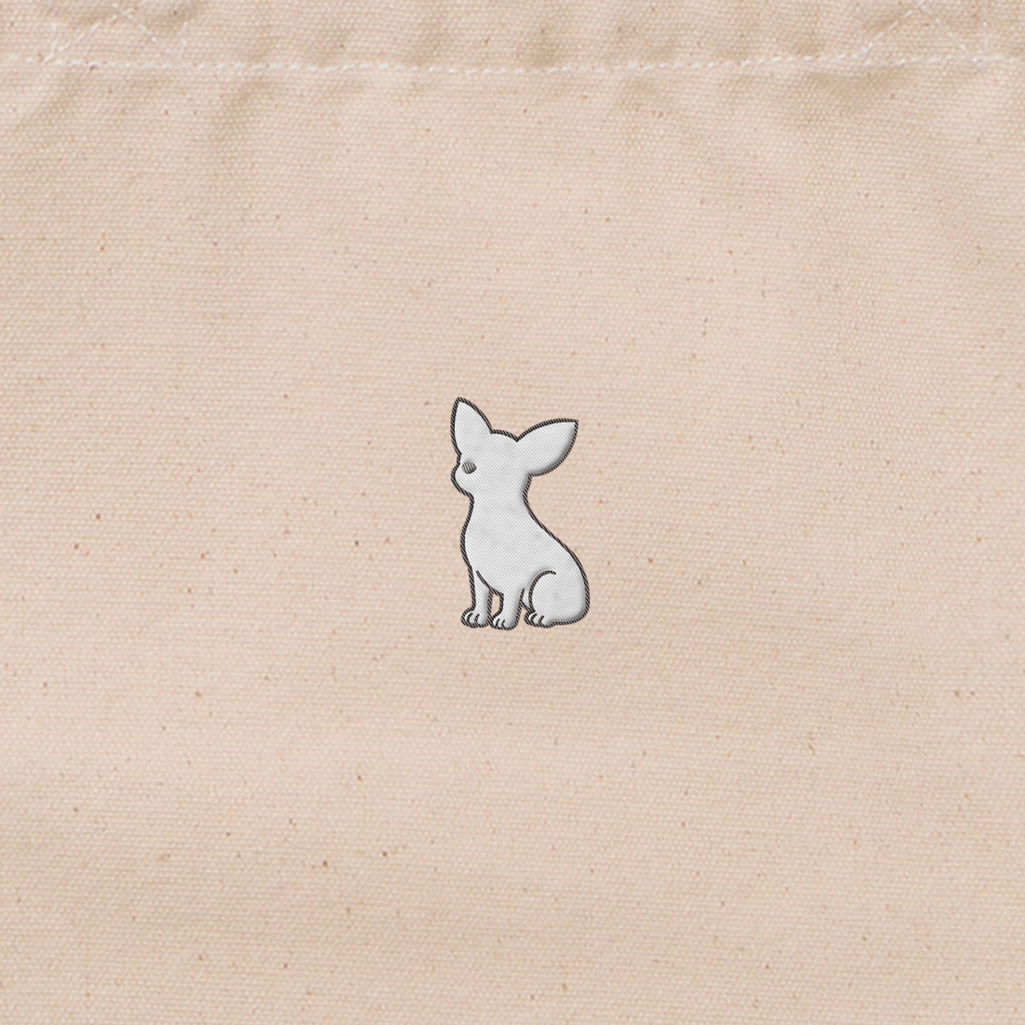 ランチバッグミニトート ワンポイント刺繍 "チワワ ホワイト" natural image