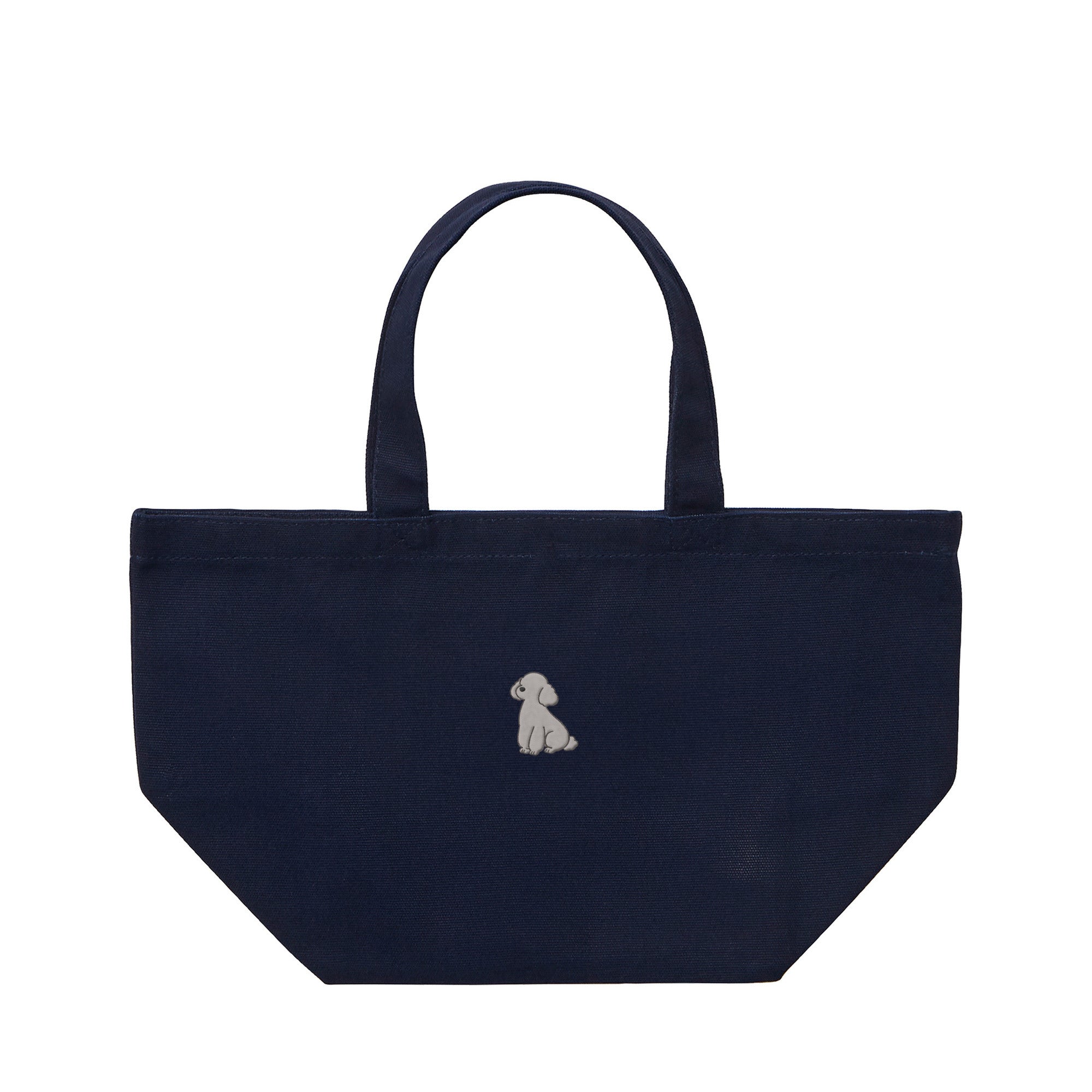 ランチバッグミニトート ワンポイント刺繍 "トイプードル シルバー" navy image