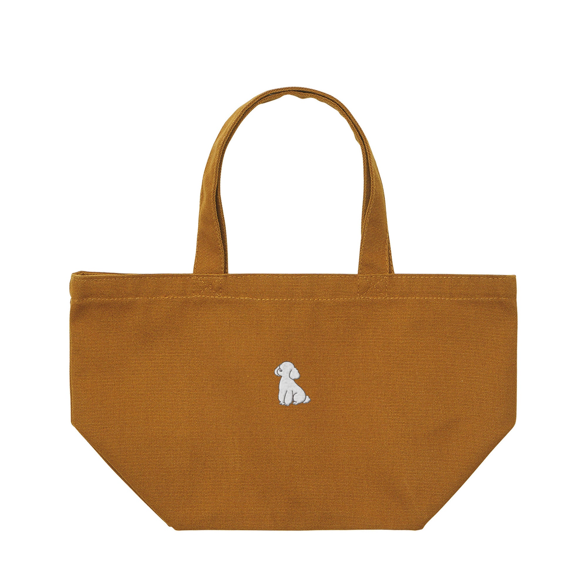 ランチバッグミニトート ワンポイント刺繍 "トイプードル ホワイト" camel image