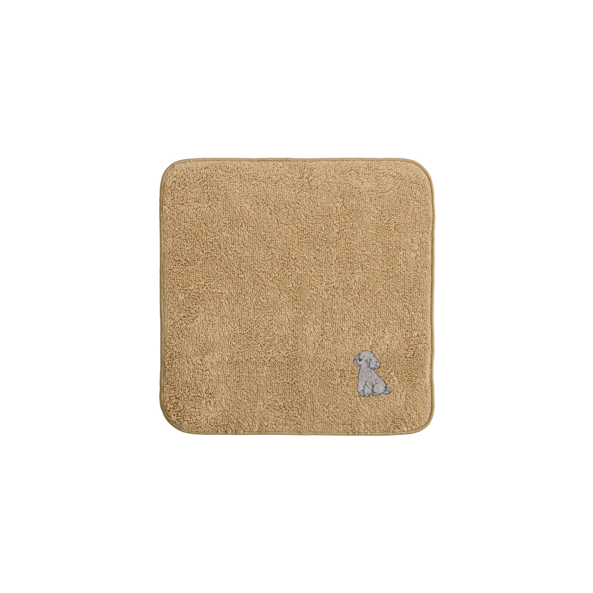 タオルハンカチ ワンポイント刺繍 "トイプードル シルバー" beige image