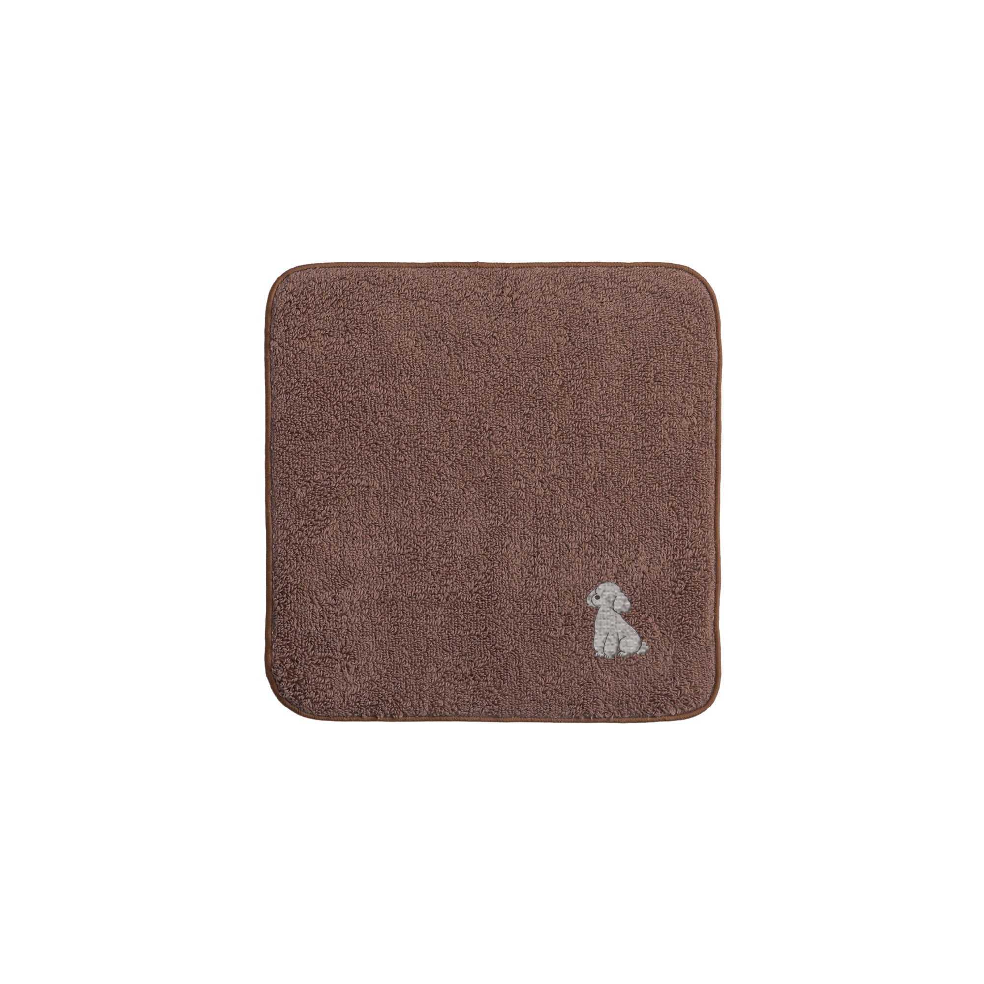 タオルハンカチ ワンポイント刺繍 "トイプードル シルバー" brown image