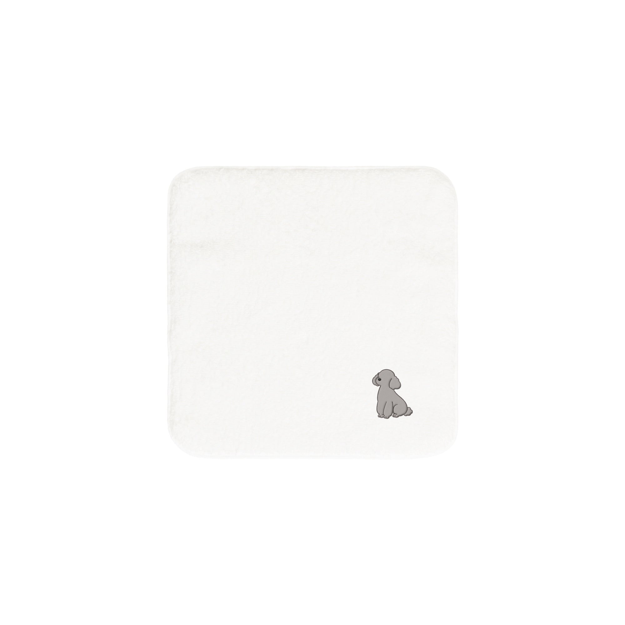 タオルハンカチ ワンポイント刺繍 "トイプードル シルバー" white image