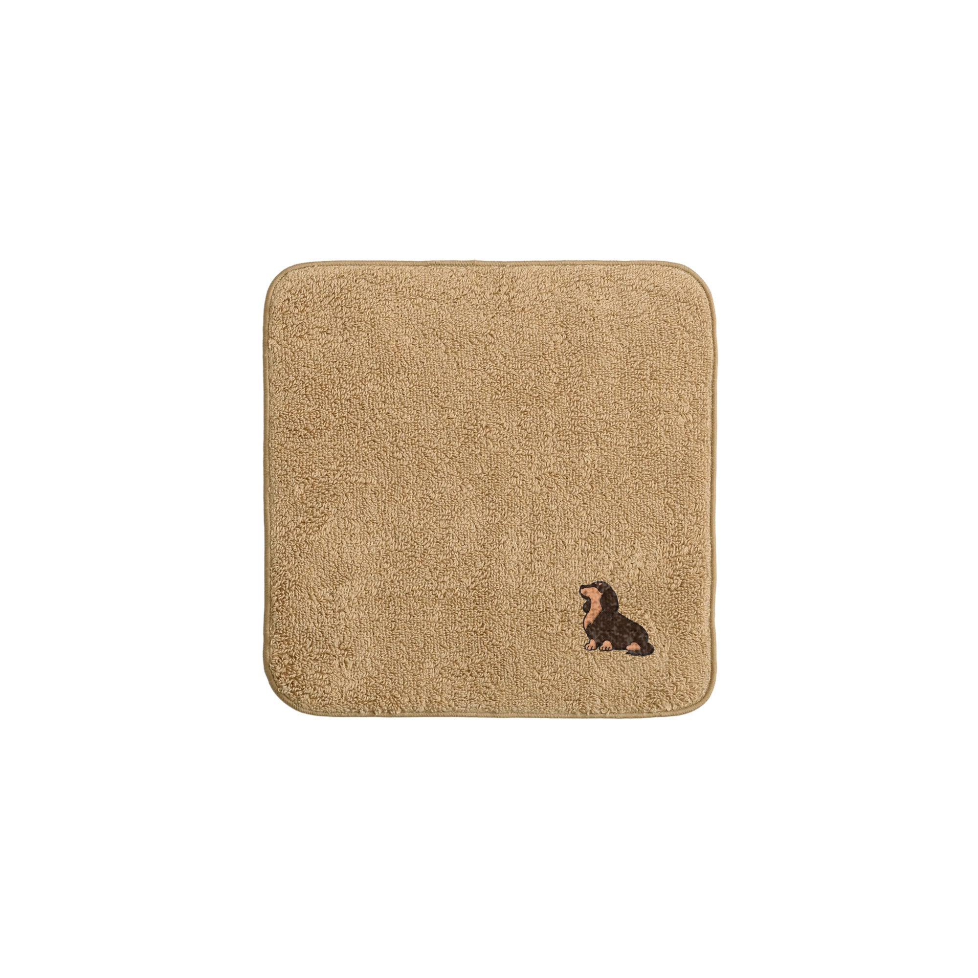タオルハンカチ ワンポイント刺繍 "ダックス チョコタン" beige image