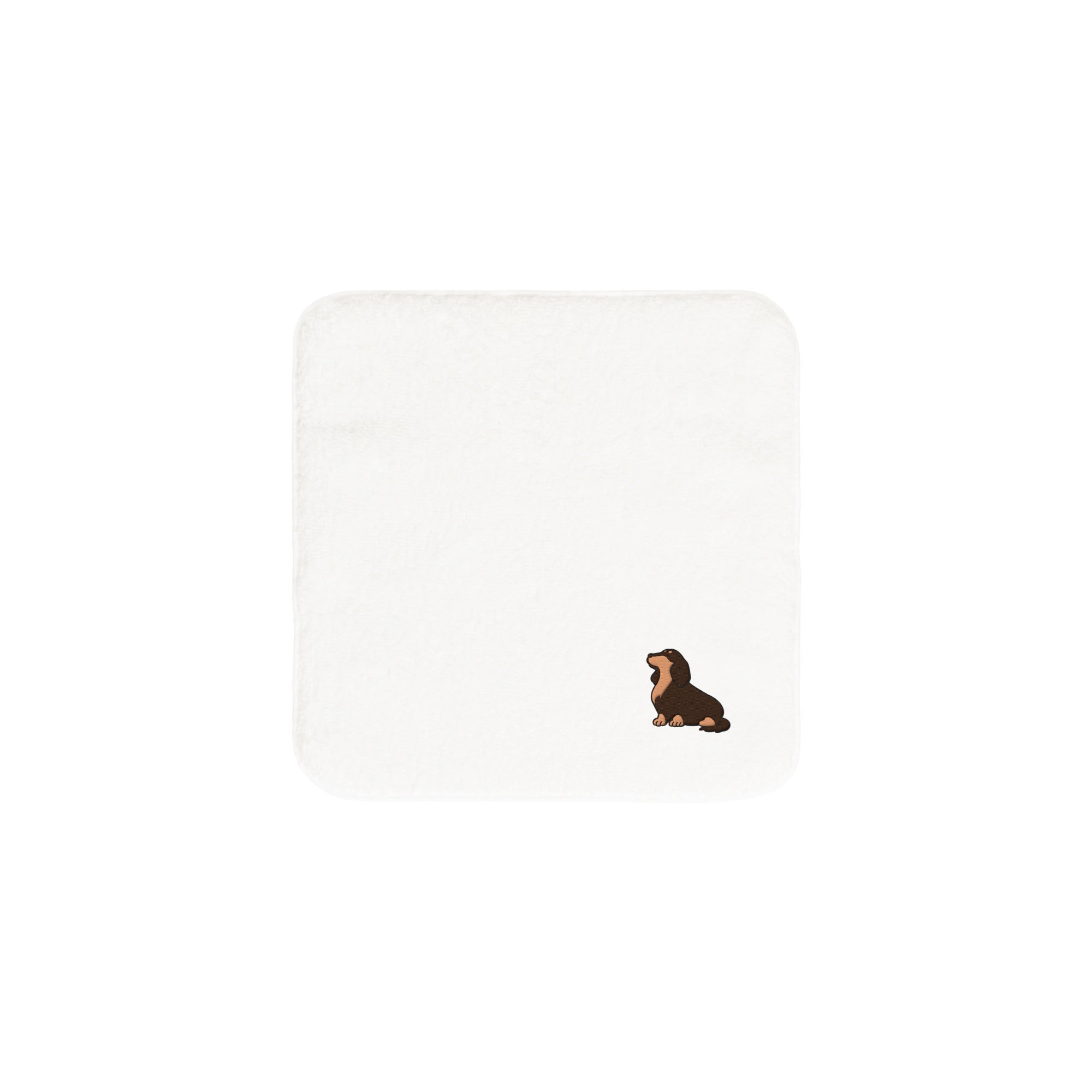 タオルハンカチ ワンポイント刺繍 "ダックス チョコタン" white image